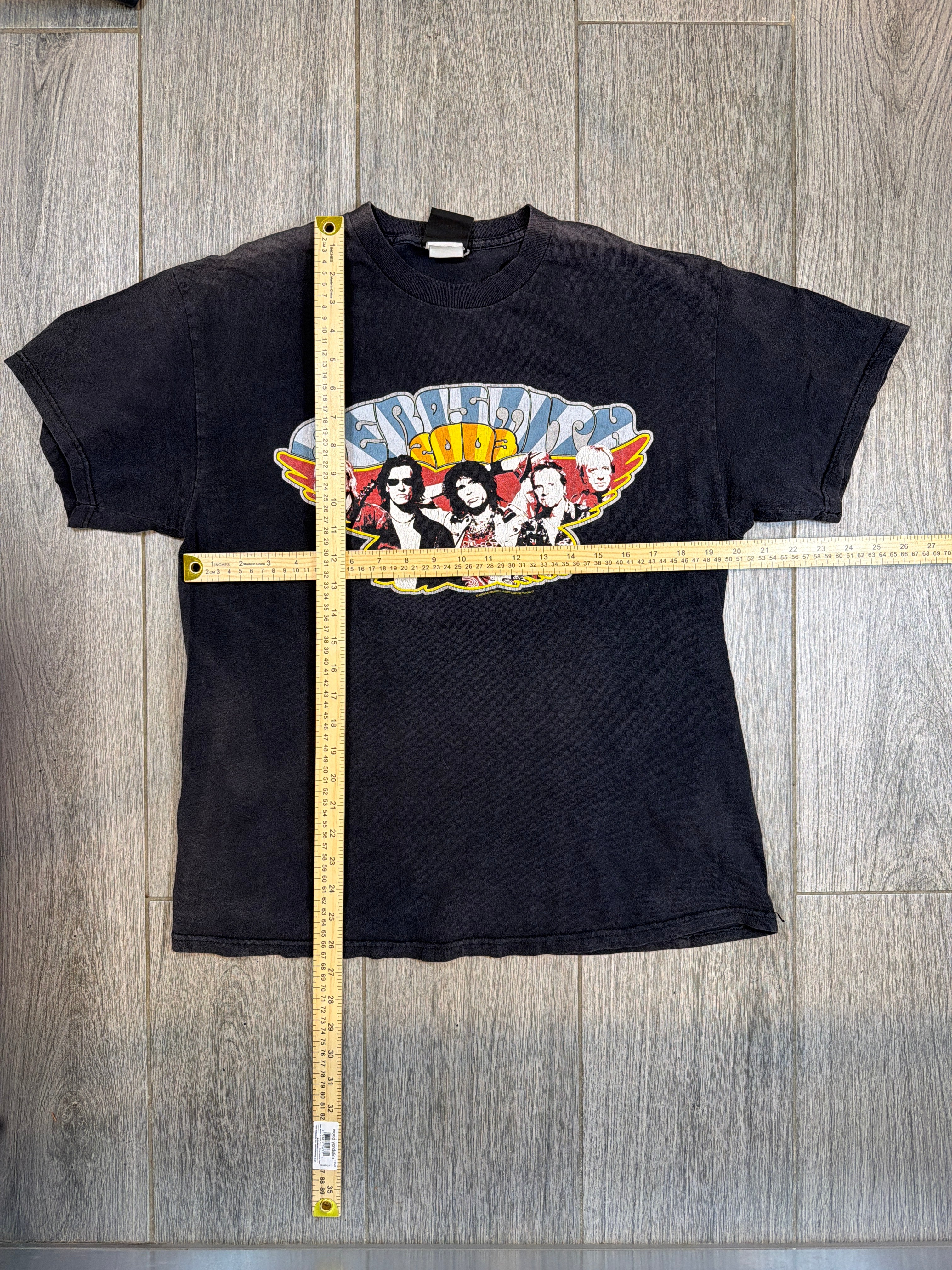 2003 Aerosmith T-Shirt mit verblichener Band-Grafik, Größe Large