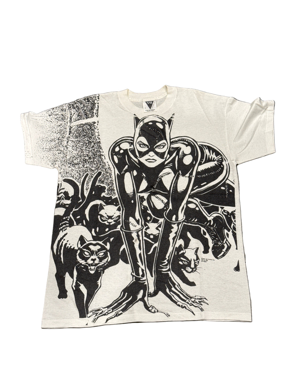 1991 Cat Woman Batman Returns AOP Black/White Catwoman T-Shirt Large