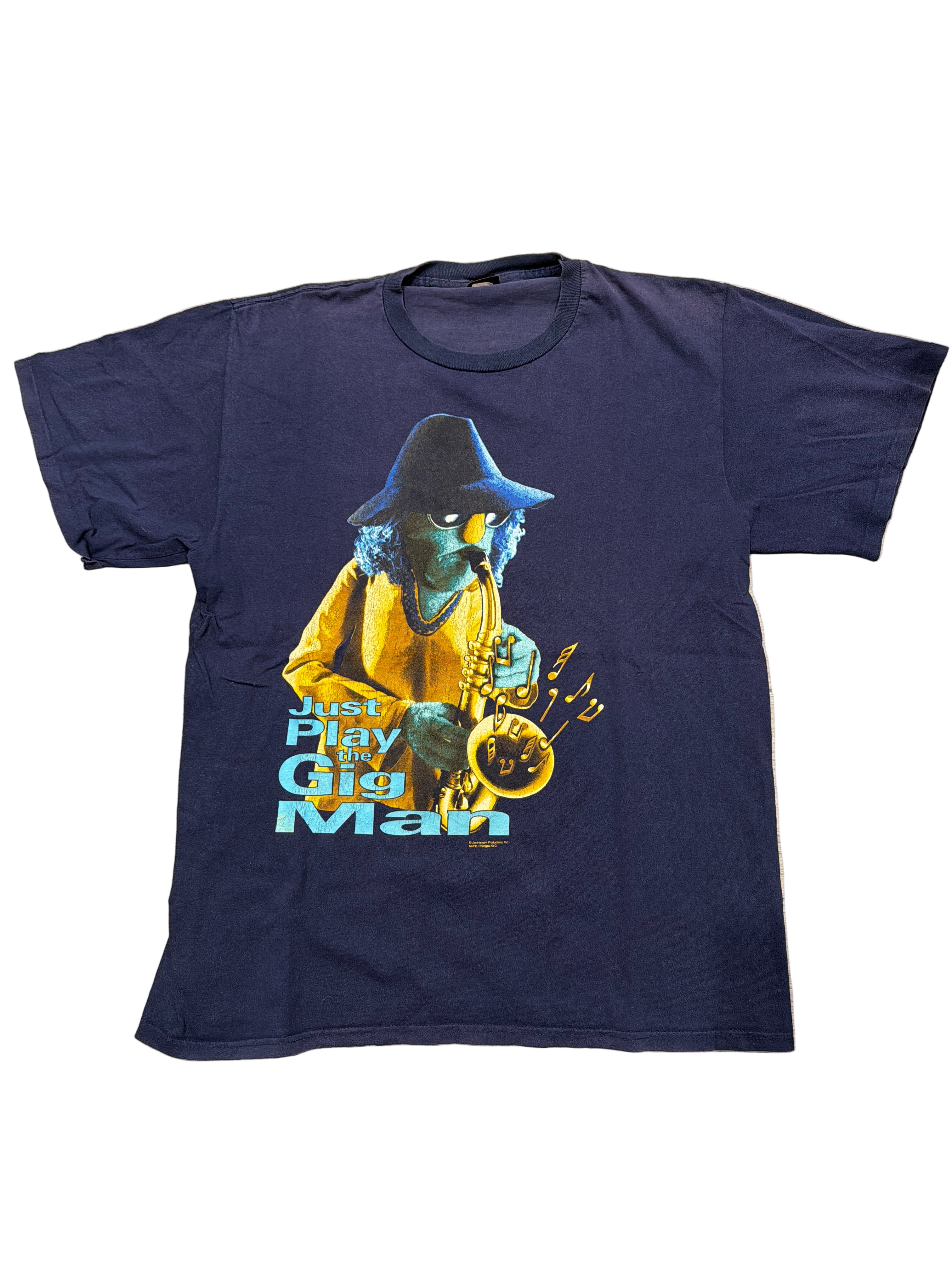 90s Muppets Zoot Jazz Sax Play the Gig Man Blue T Shirt XL