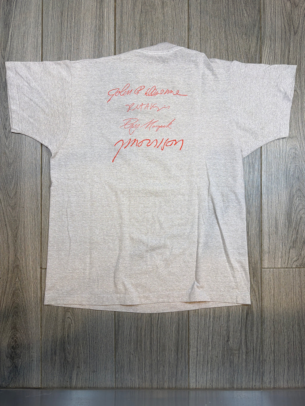 The Doors 1983 Jim Morrison Band Signatures Heather T-Shirt Large
