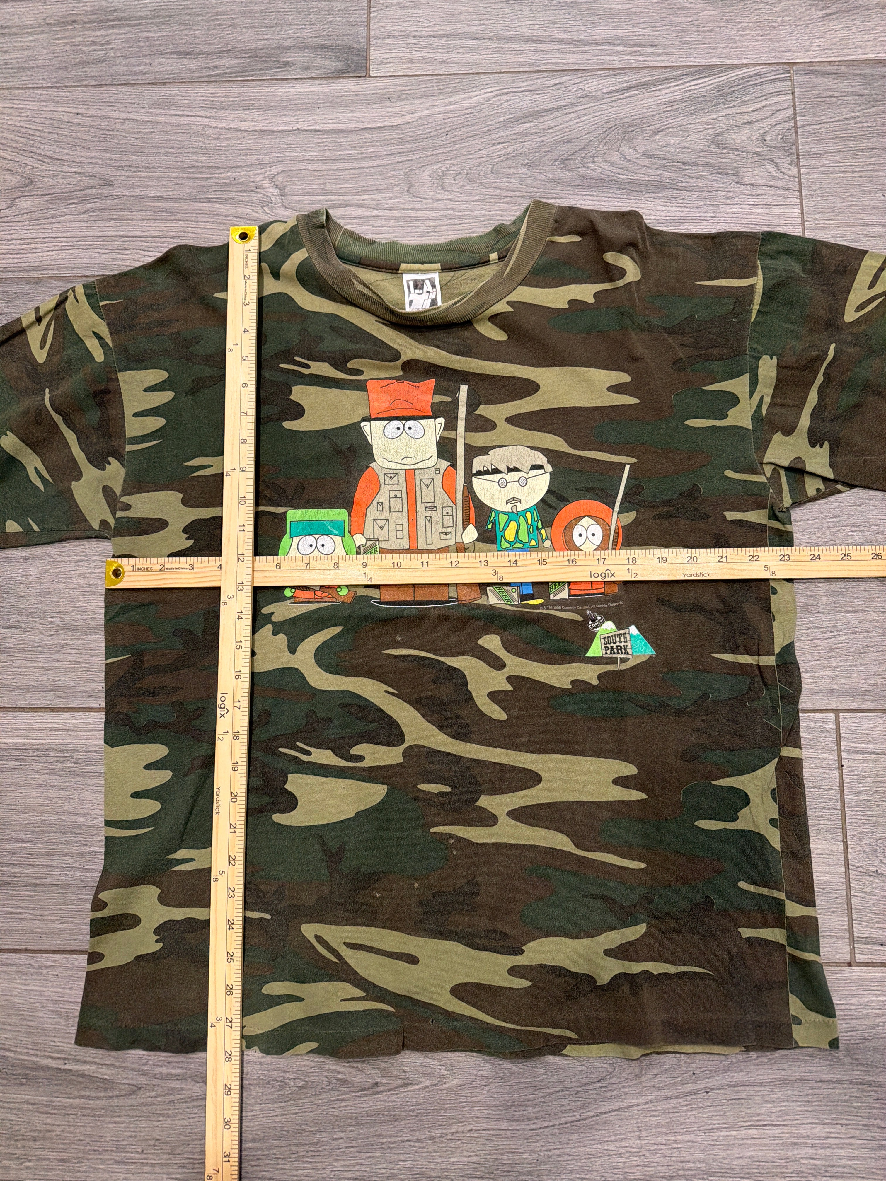 1998 South Park Camouflage Hunters XL Comedy Central T-Shirt Camo