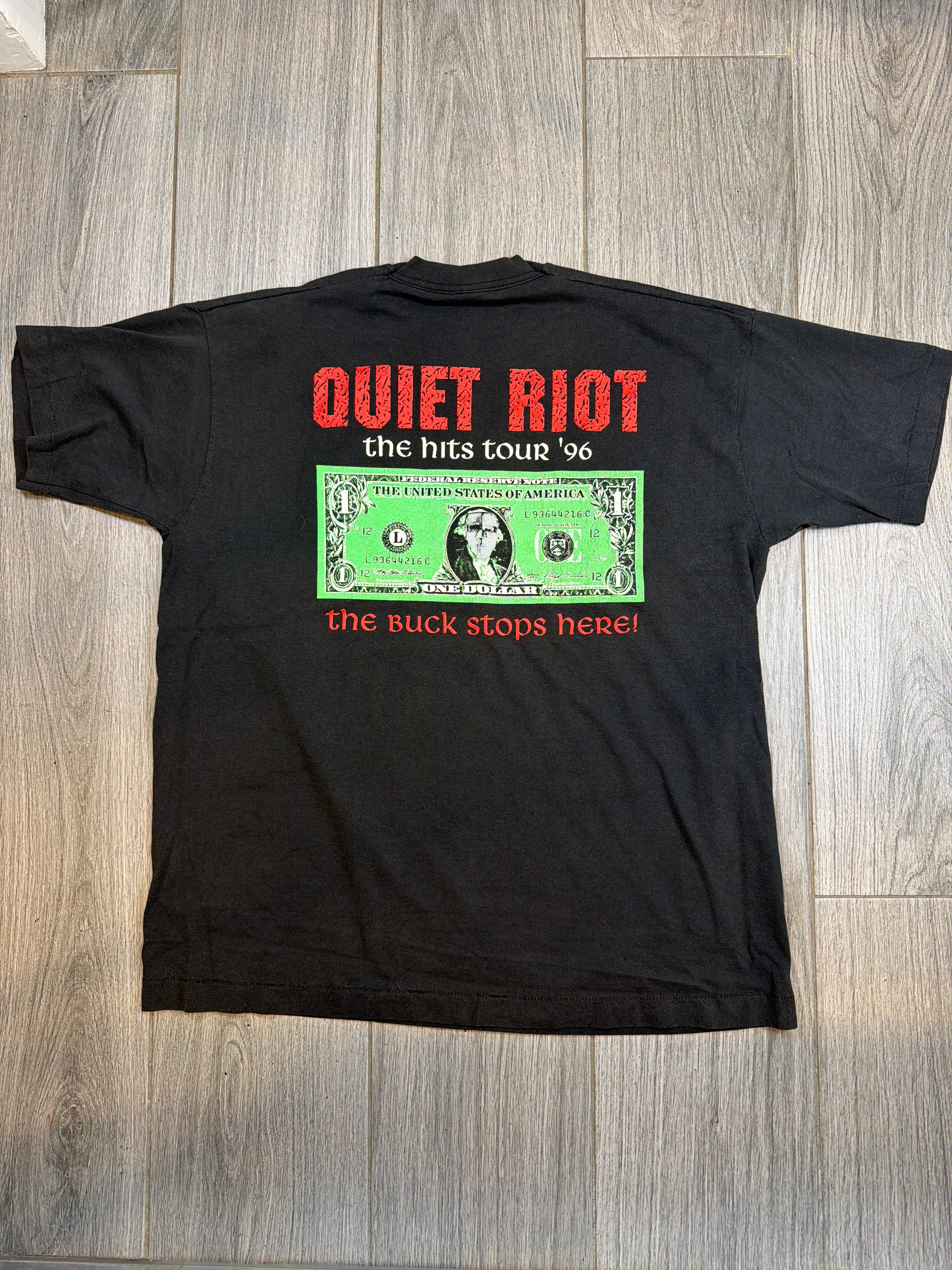 1996 Quiet Riot The Buck Stops Here FOTL Black T-Shirt XL