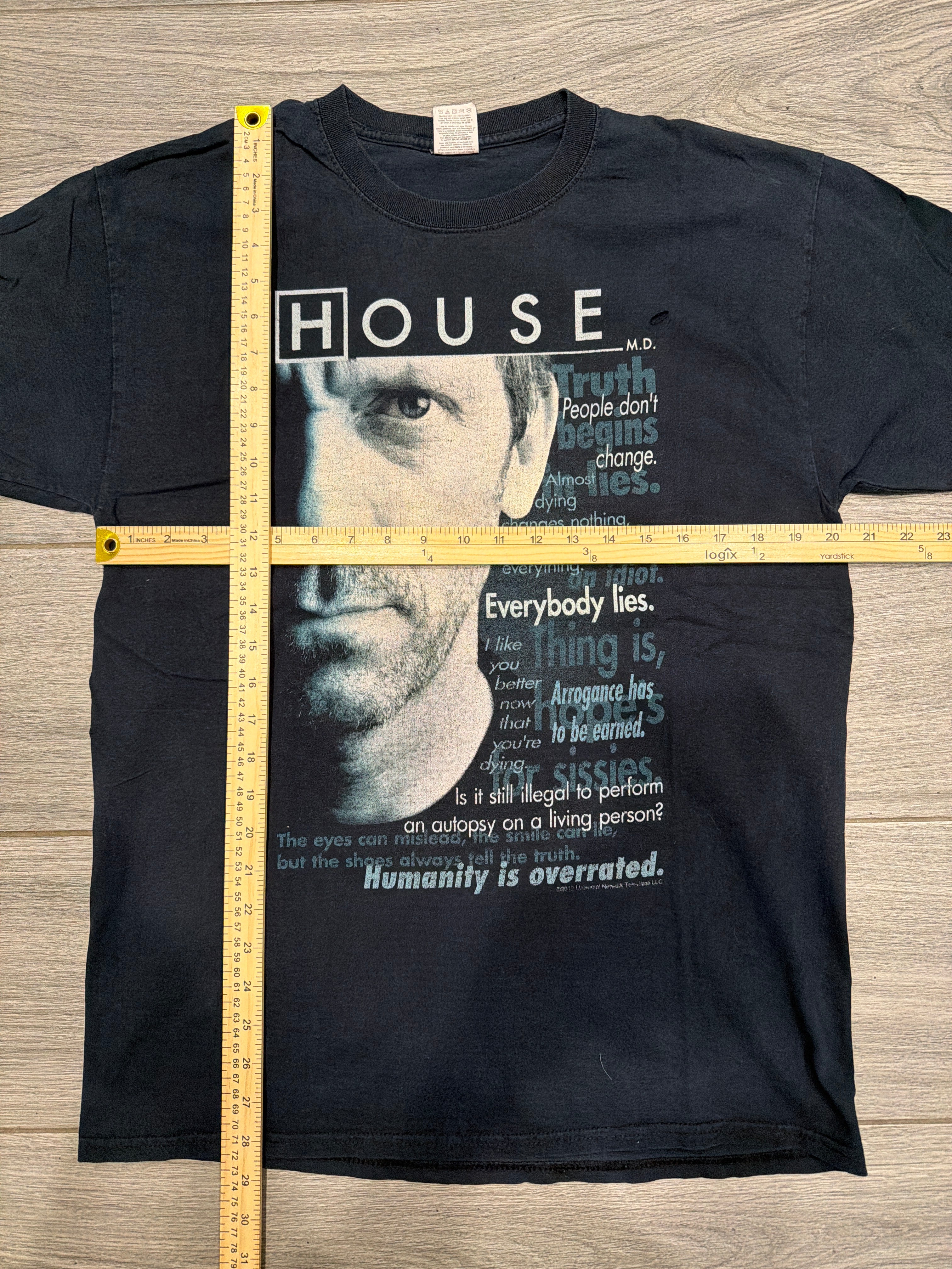 00s Dr House TV Show Promo Black T-Shirt Hugh Laurie Large