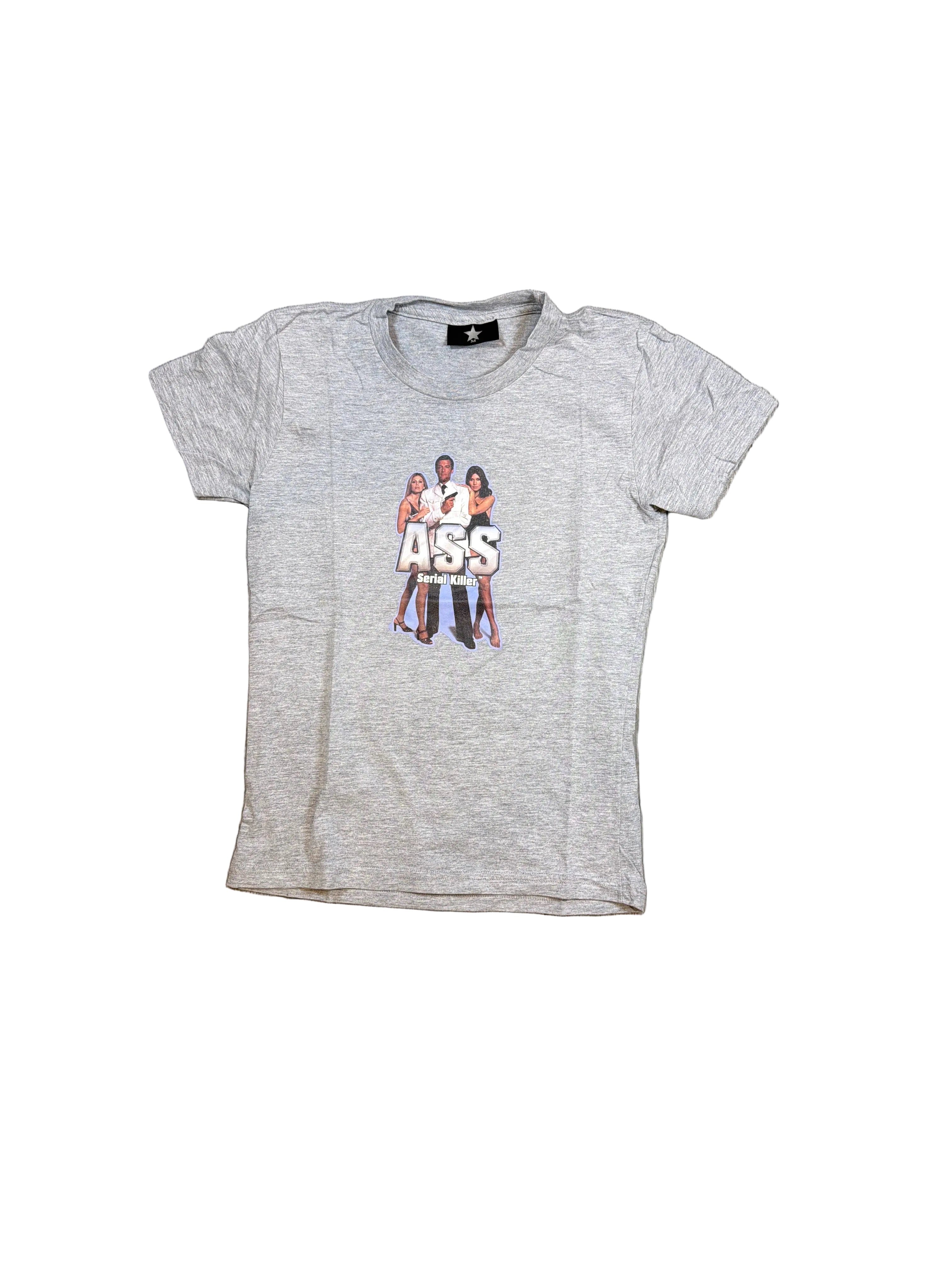 90er Jahre James Bond ASS Serienmörder Grau T-Shirt Klein