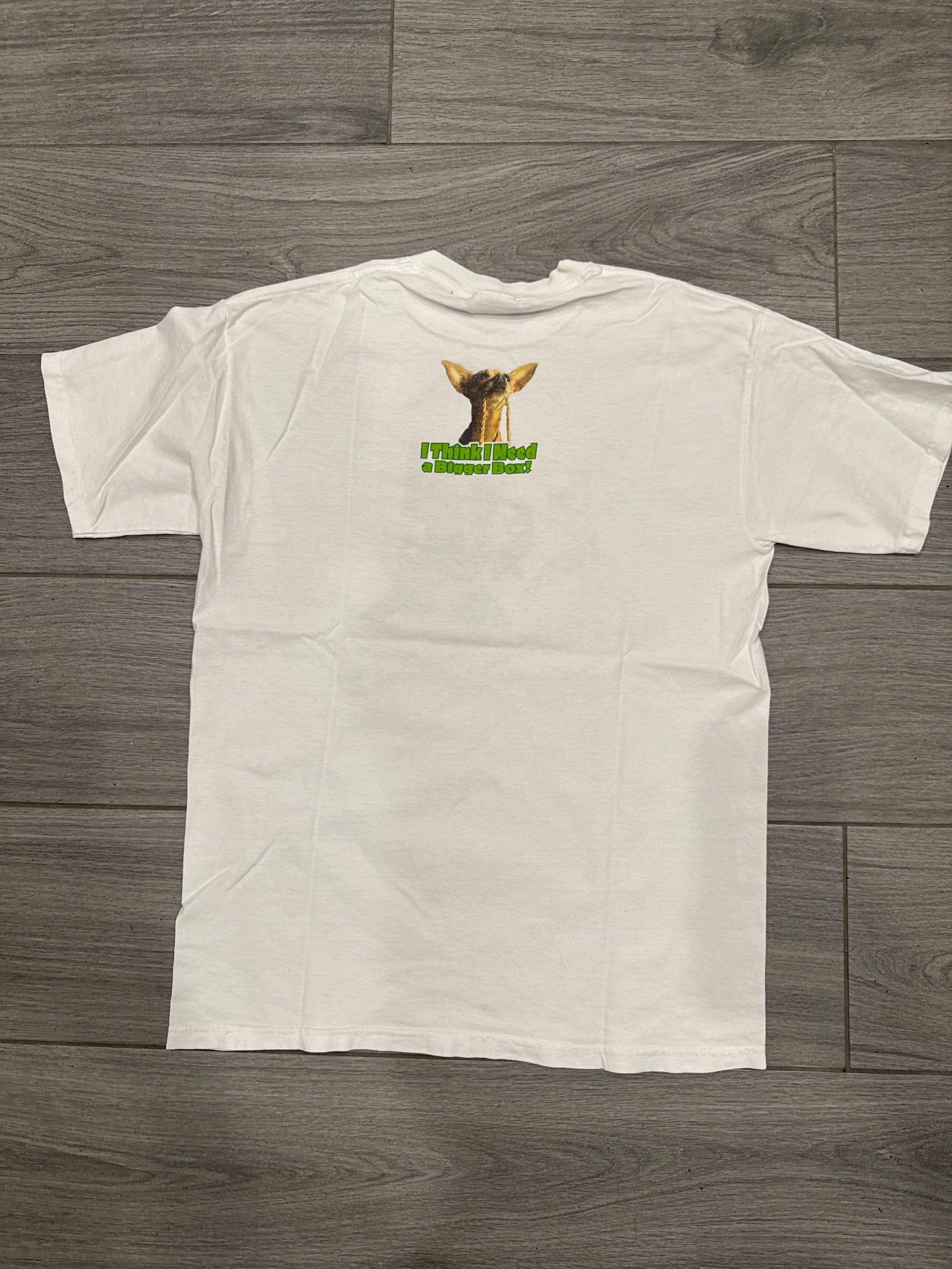 1998 Taco Bell Chihuahua Godzilla Bigger Box White T-Shirt Large