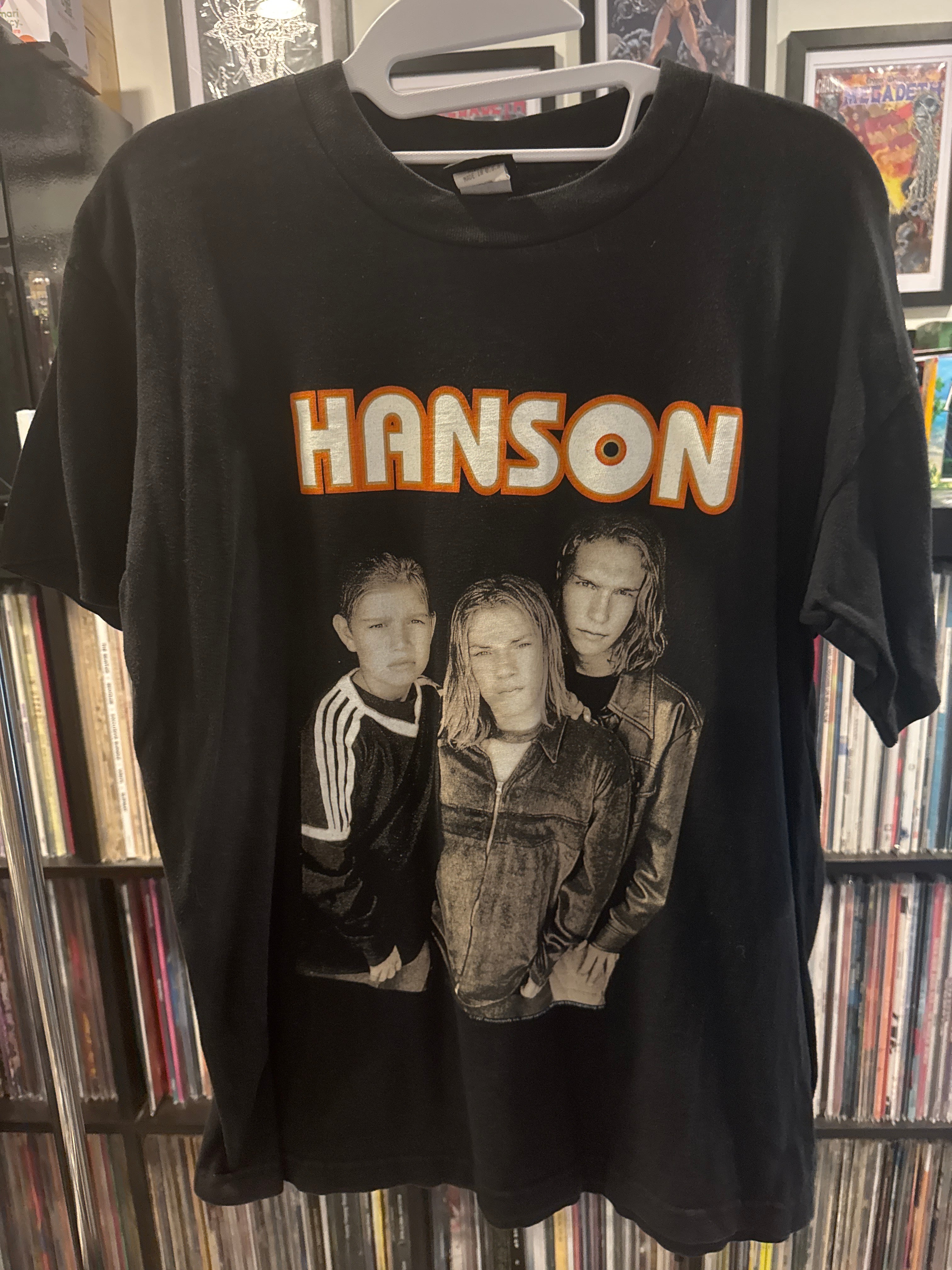 1997 Hanson Mmm Bop With Back M Black Polygram Single Stitch Sleeves