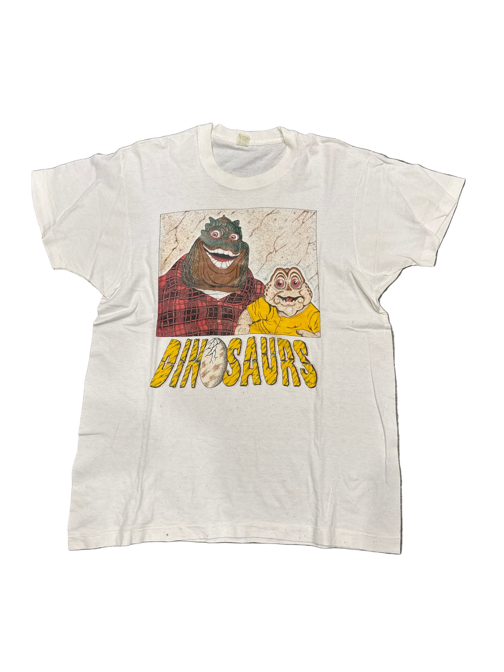 80s Dinosaurs TV Promo White Screen Stars T-Shirt XL