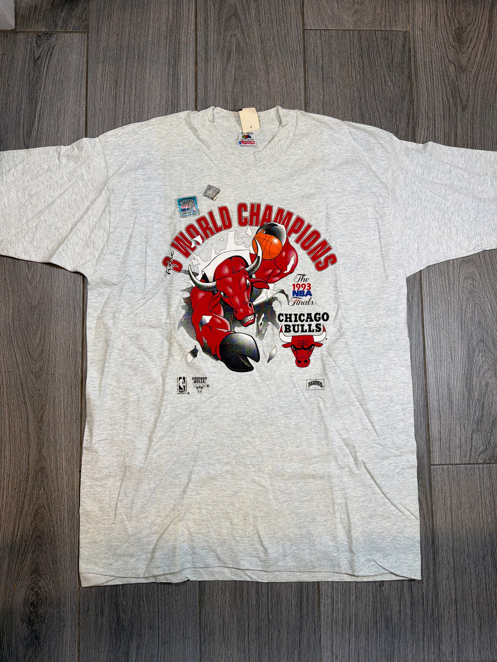 1993 Chicago Bulls World Champions DEADSTOCK Heather T-Shirt XL