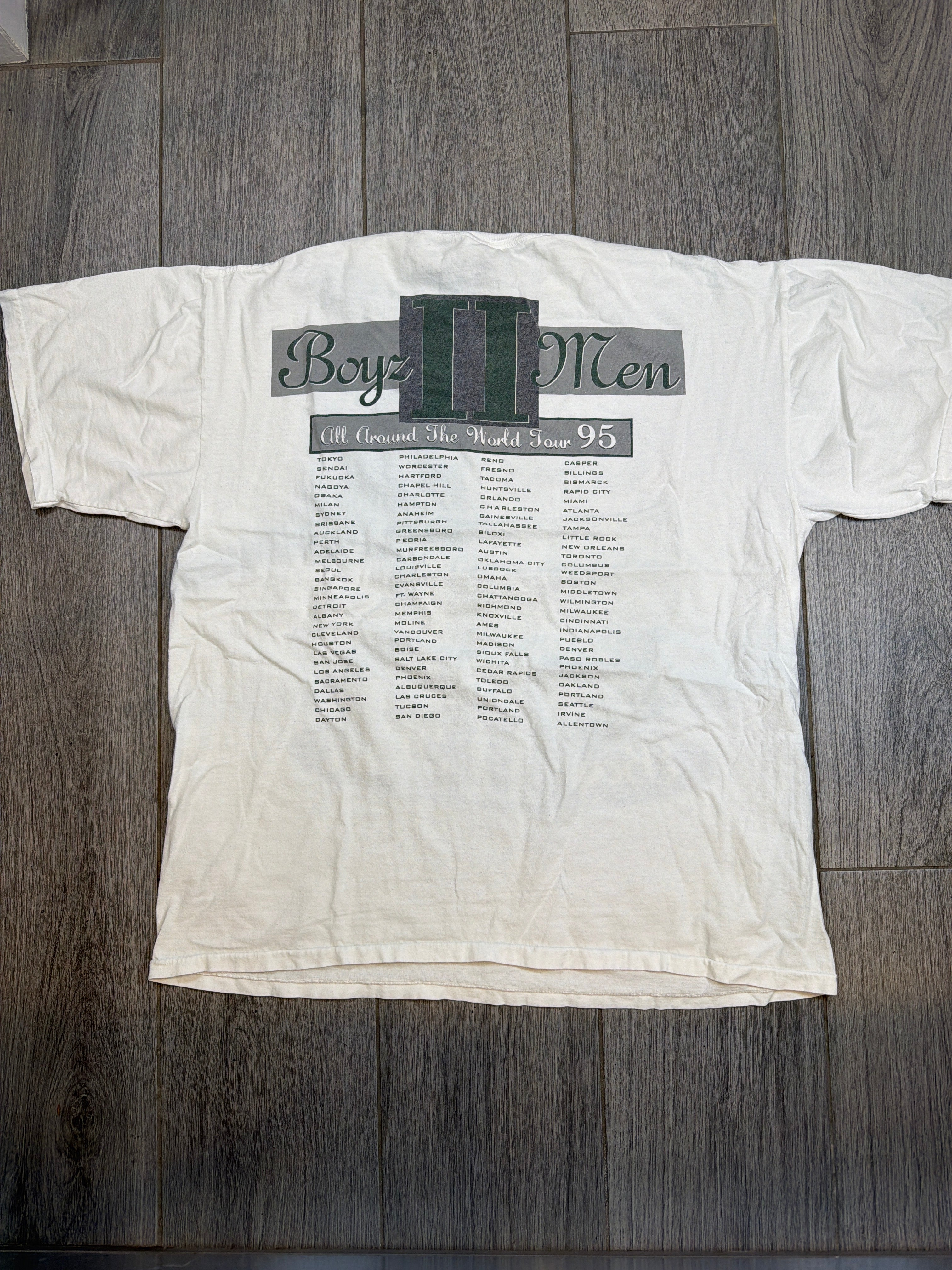 1995 Boys II Men 2 All Around The World Tour White Winterland T-Shirt XL