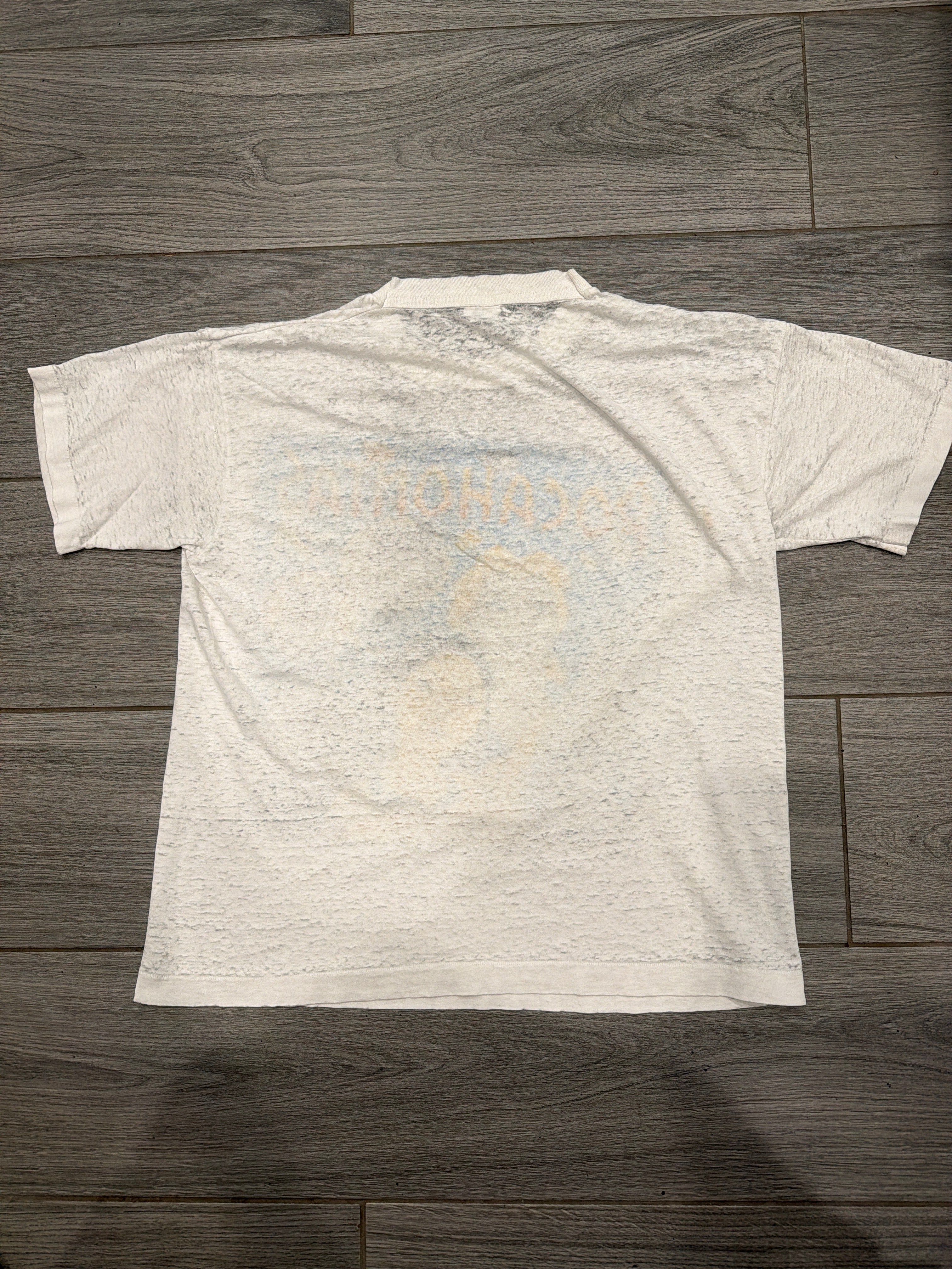 90s Pocahontas Disney Sheer White Distressed T-Shirt Wide Medium