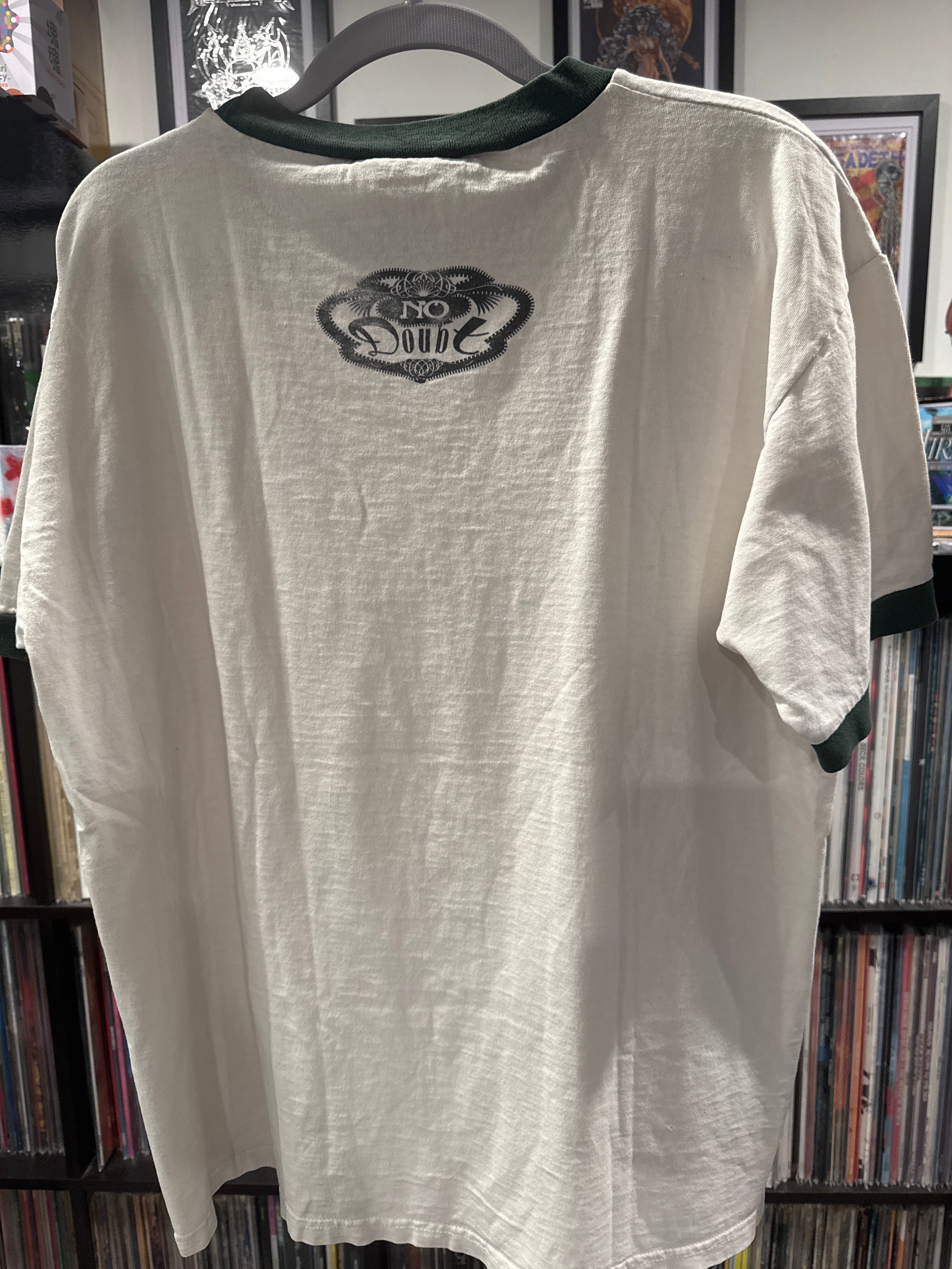 90s No Doubt Ringer Paint Splatter White/Green L T Shirt Basicss Gwen
