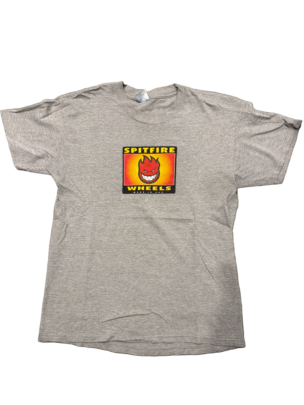 00s Spitfire Skateboard Wheels Grey Box Logo Large T-Shirt