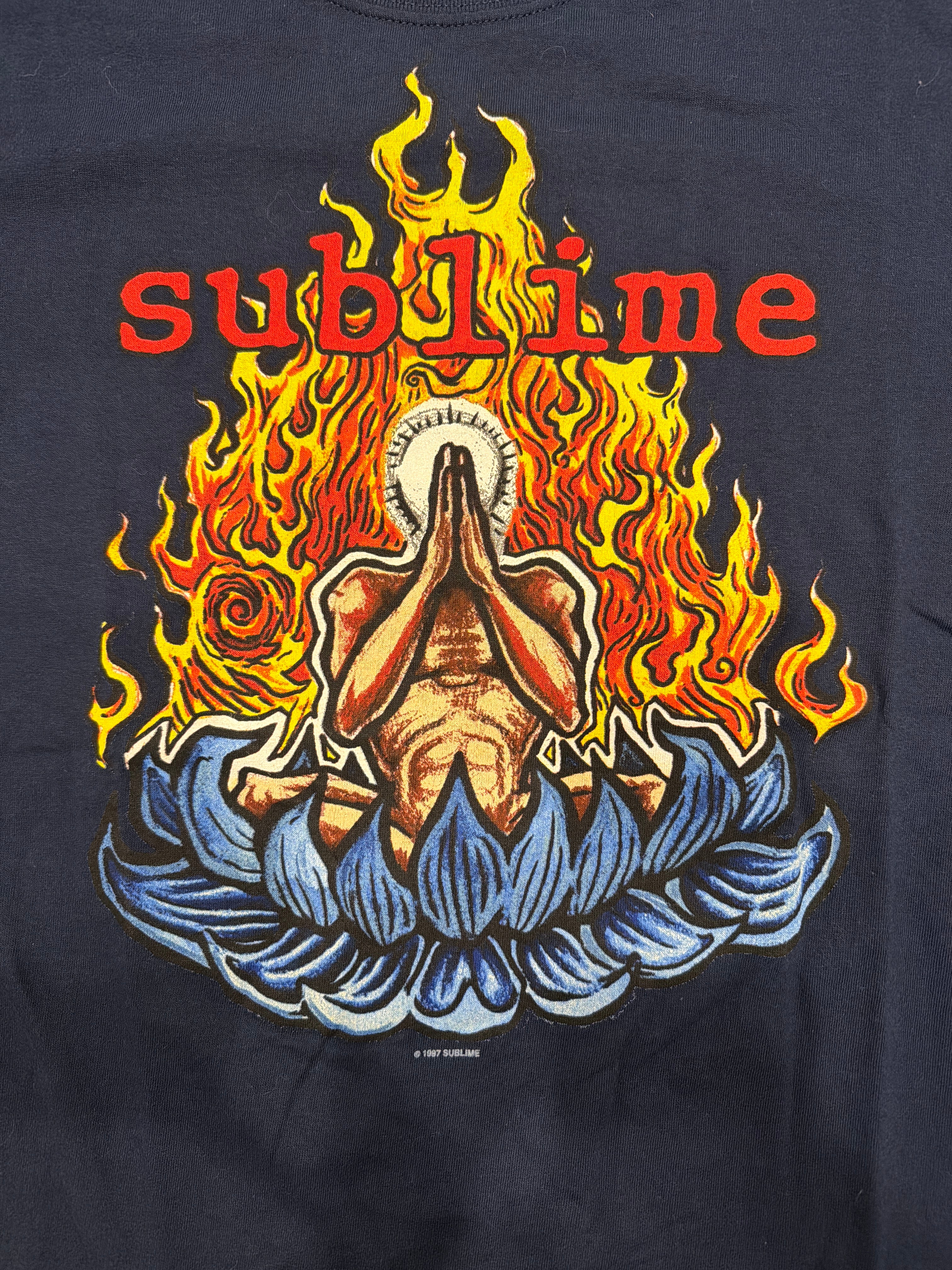 00s Sublime Band Lotus Navy Blue T-Shirt Medium