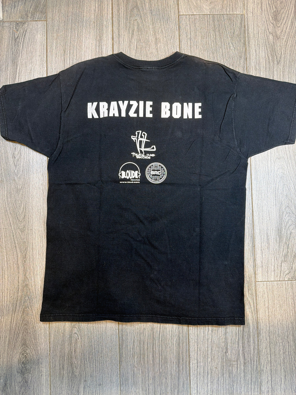 90er Krayzie Bone Thug On Da Line Porträt Doppelseitiges schwarzes T-Shirt XL