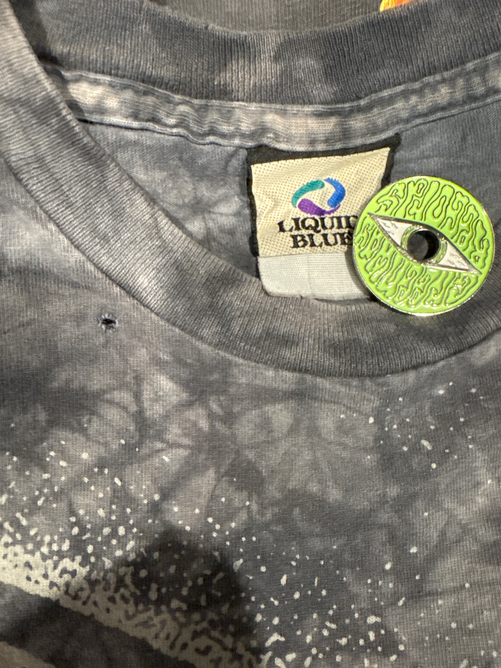 Led Zeppelin Liquid Blue Tie Dye Grey T-Shirt Large