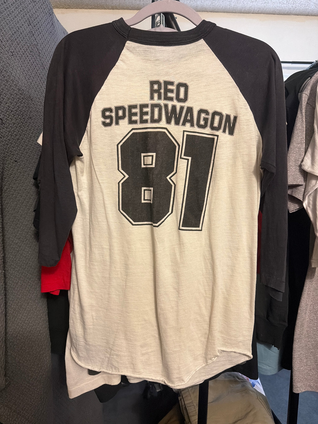 1981 REO Speedwagon Tour Raglan 3/4 Knits Tagged L Black/White Shirt