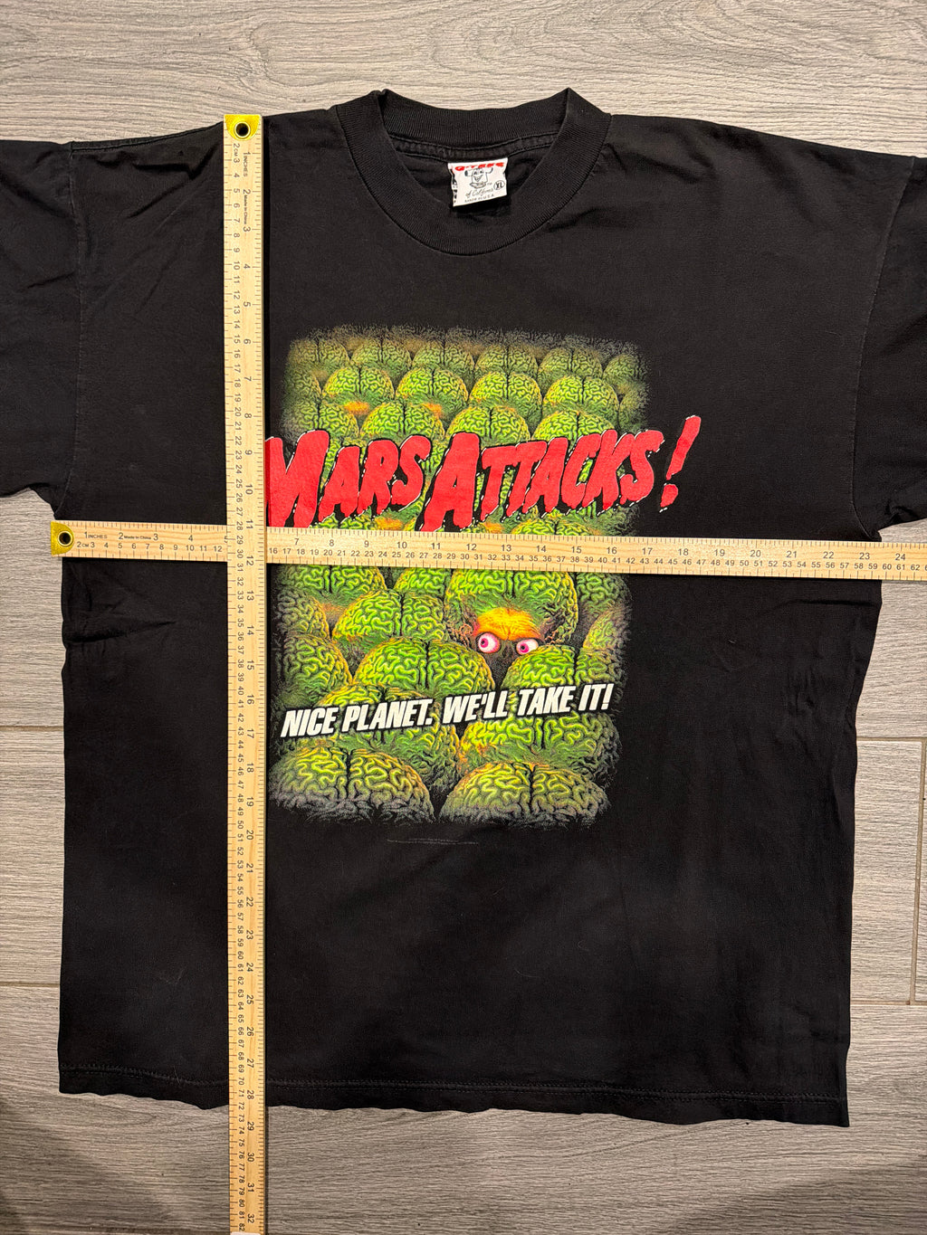 90s Mars Attacks Movie Promo Black T-Shirt XL Q-Tees Single Stitch XL