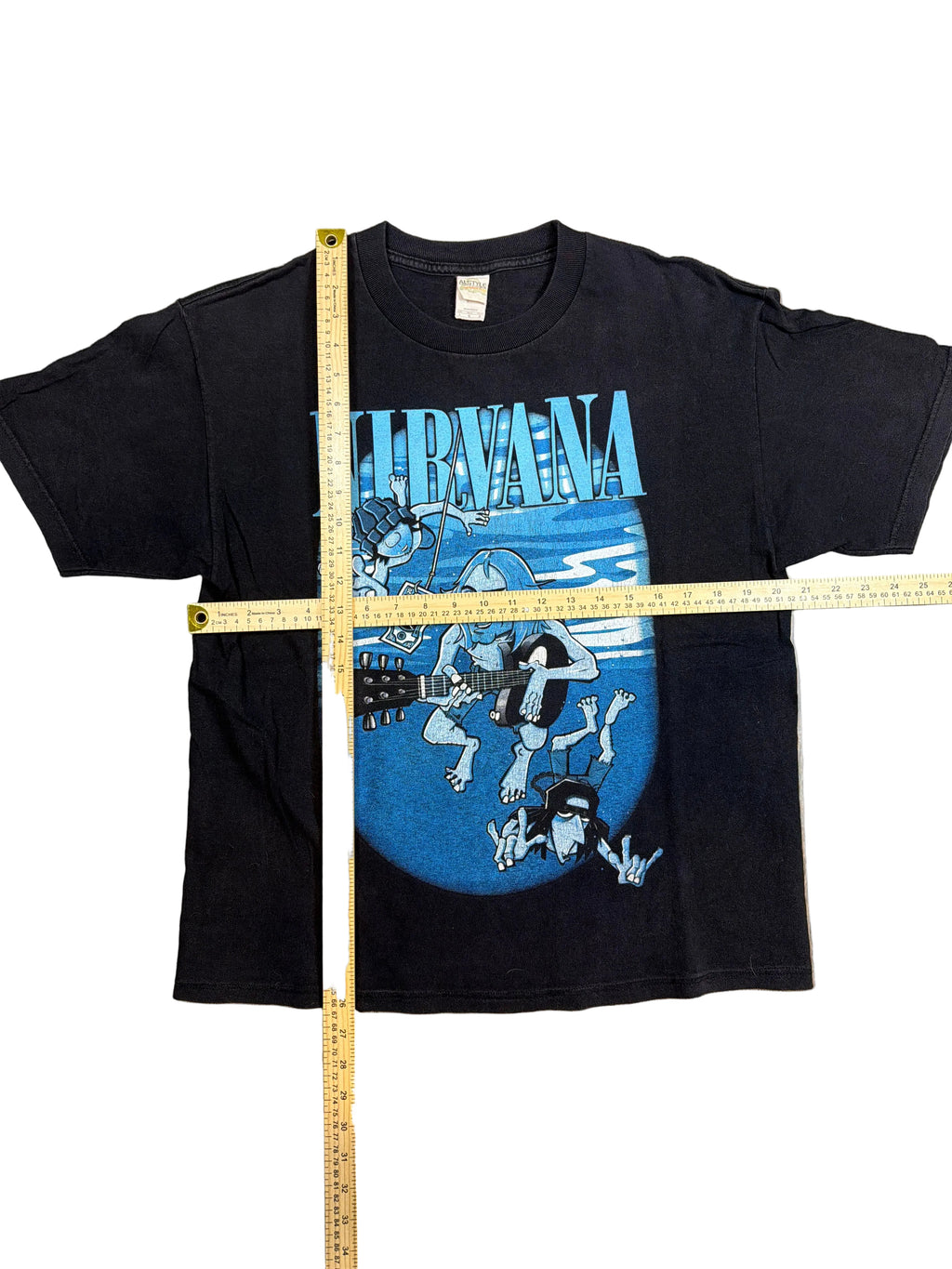 Nirvana Comic Nevermind Cartoon Double SIded Band Black T-Shirt Large