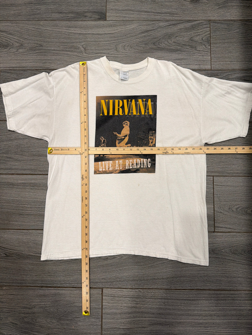 00s Nirvana Live at Reading Kurt Cobain Grohl White T-Shirt XL