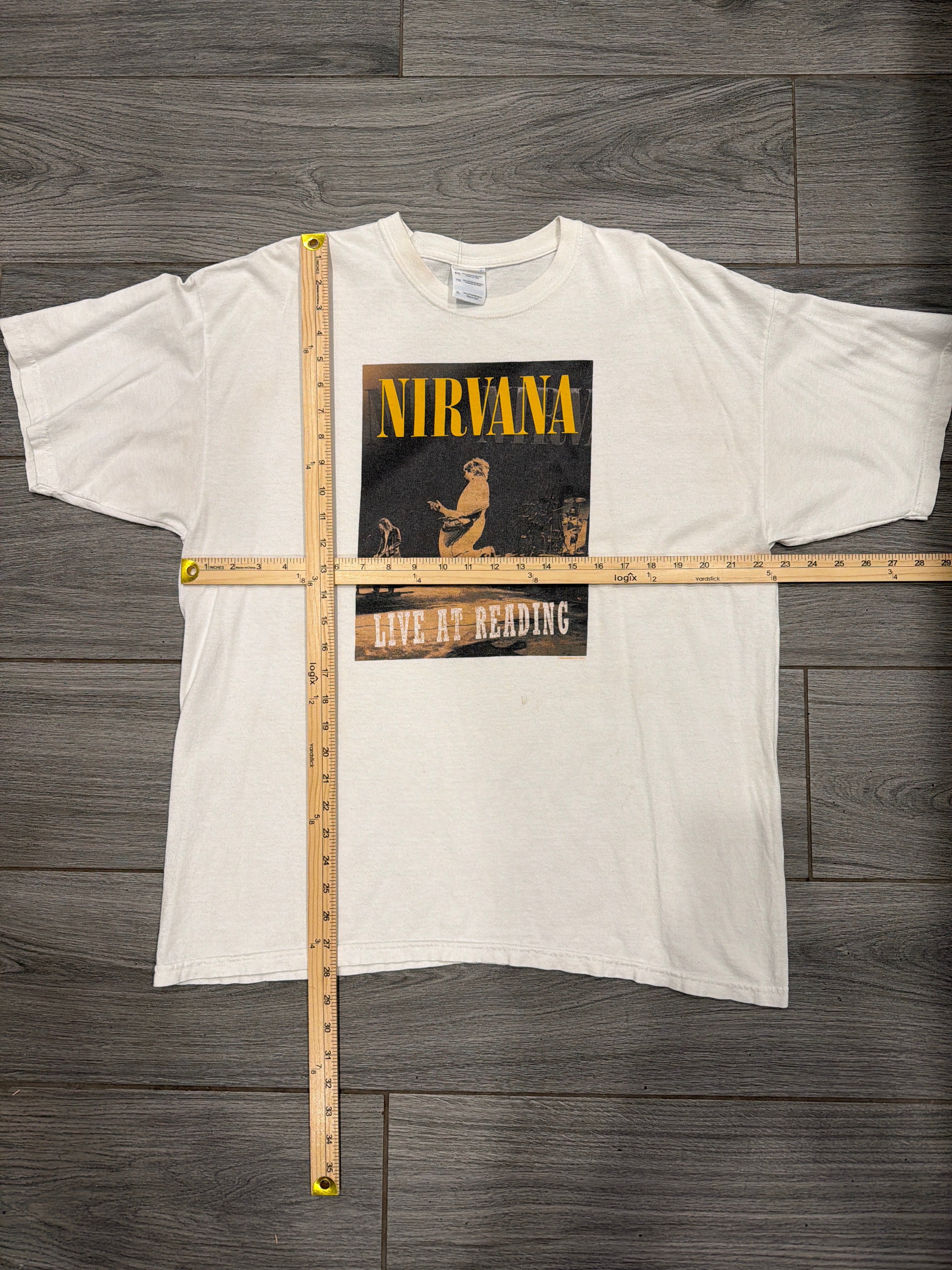 00s Nirvana Live at Reading Kurt Cobain Grohl White T-Shirt XL