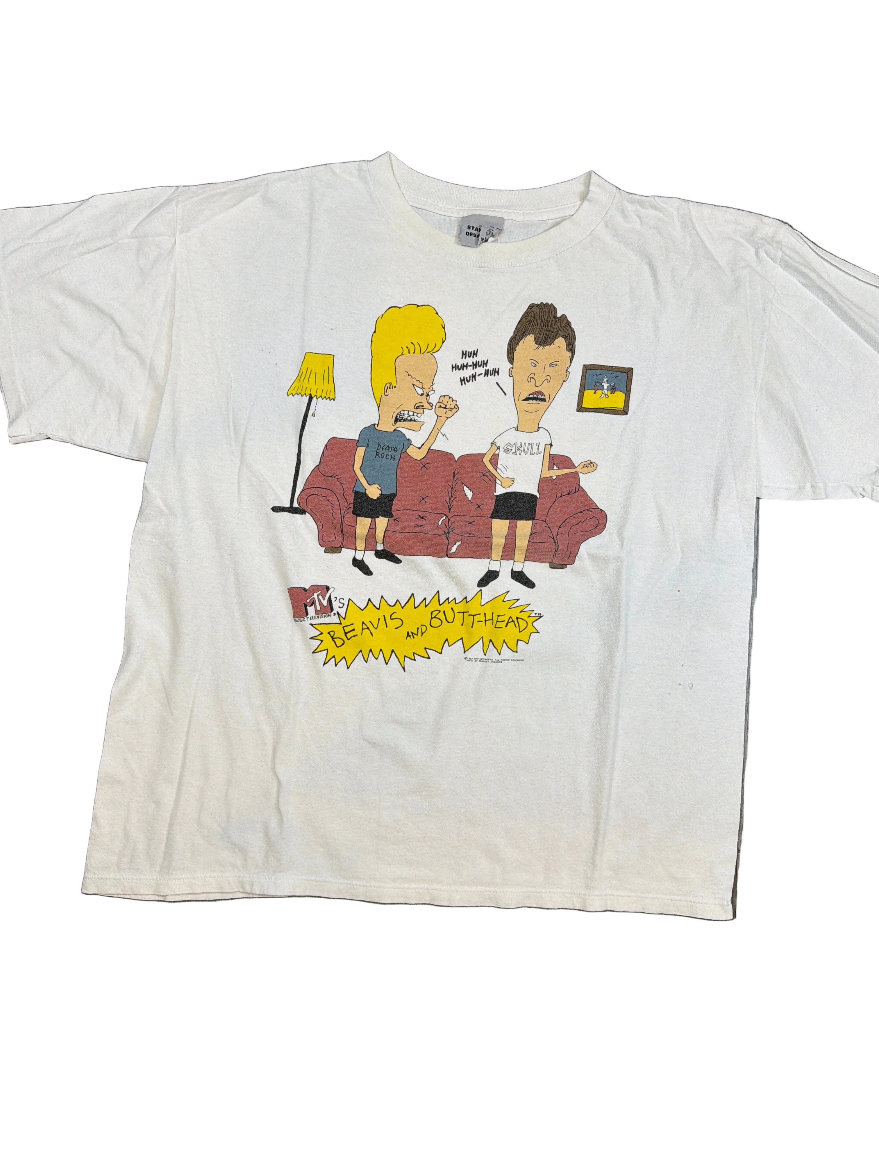 1993 Beavis and Butthead Couch Stanley Desantis White T-Shirt XL
