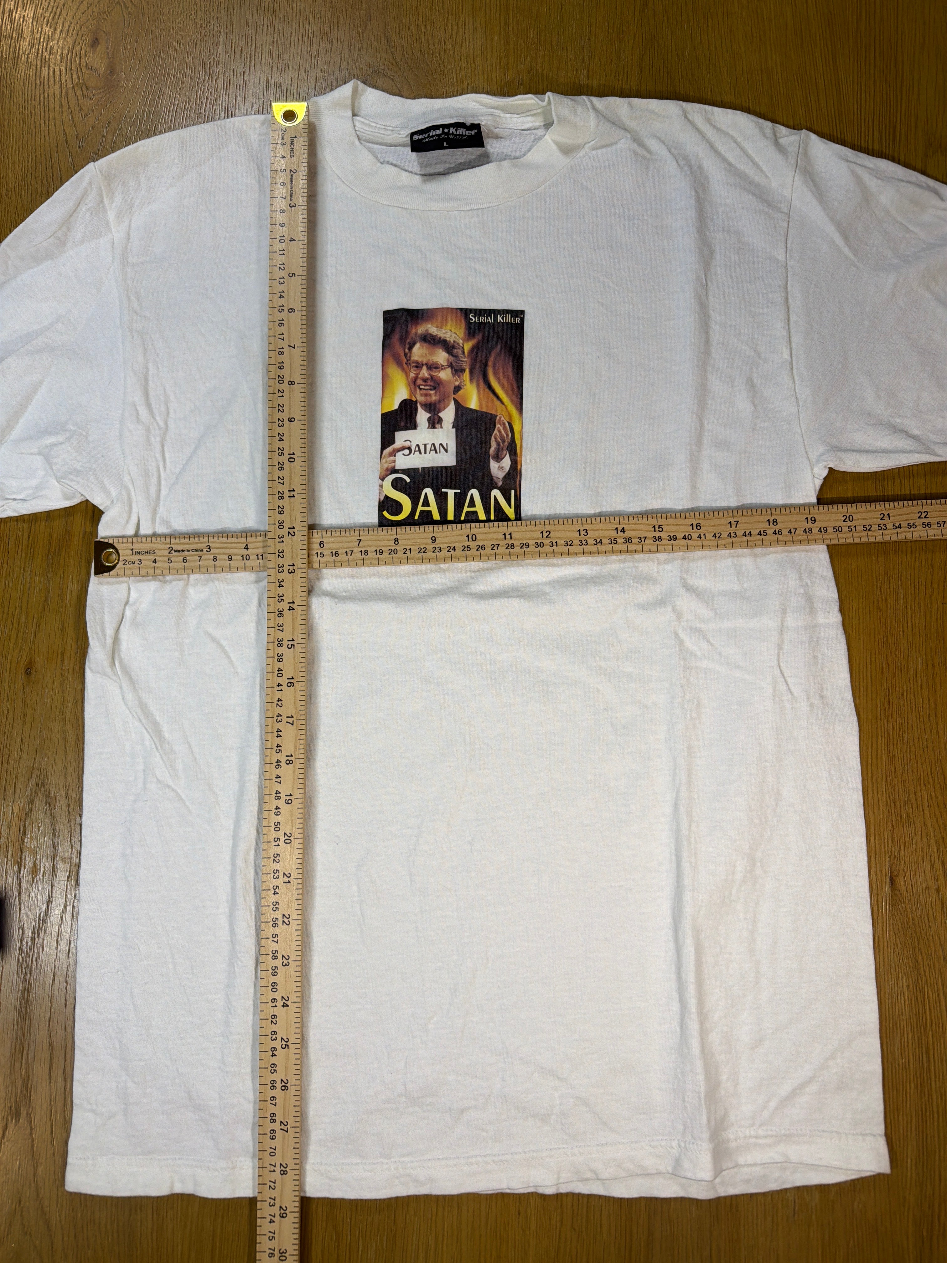 Serial Killer Jerry Springer Satan Vintage Streetwear White T-Shirt Large