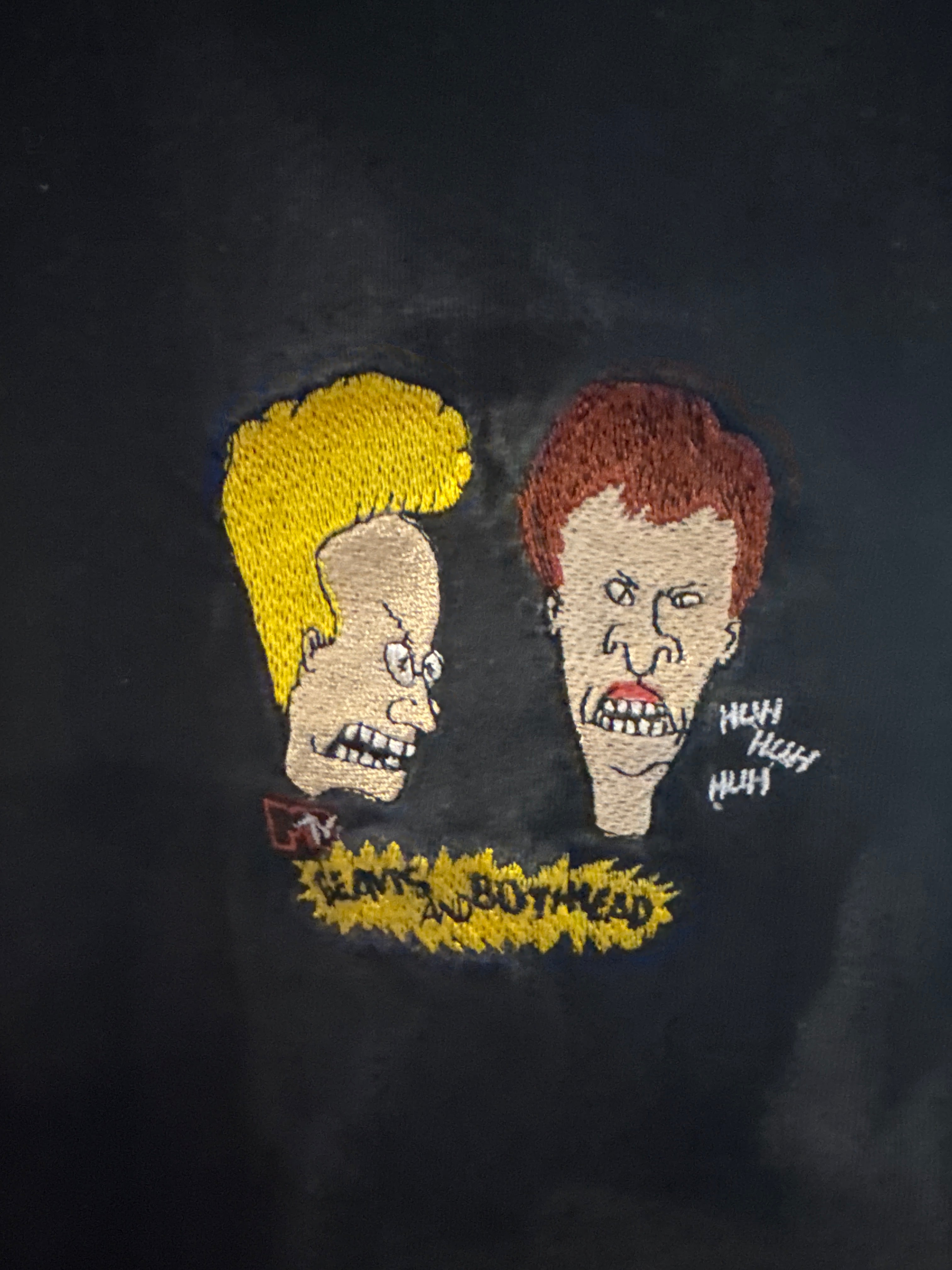 90s Beavis and Butthead Patch Stanley Desantis XL Black Shirt