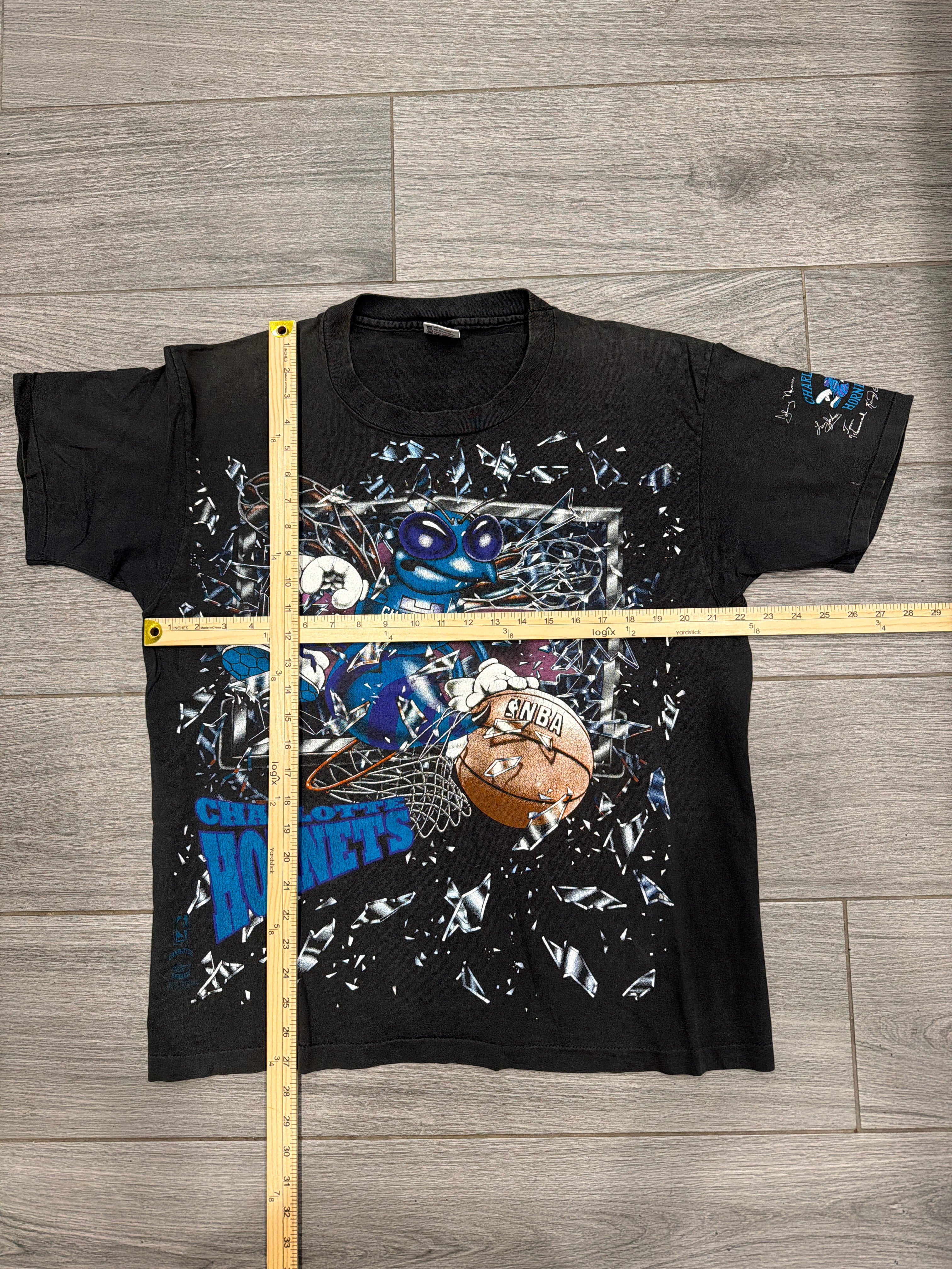 90s Charlotte Hornets Shattered Backboard Anvil T-Shirt XL