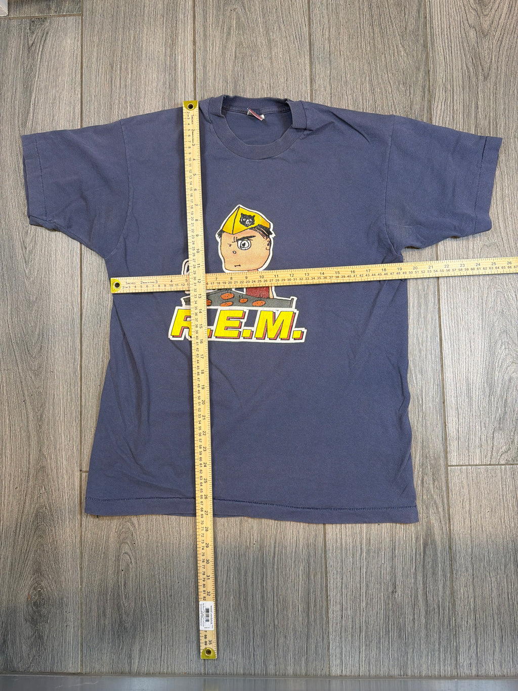 1994 REM R.E.M. Burger Flipper Stipe Vintage FOTL Blue T-Shirt Large