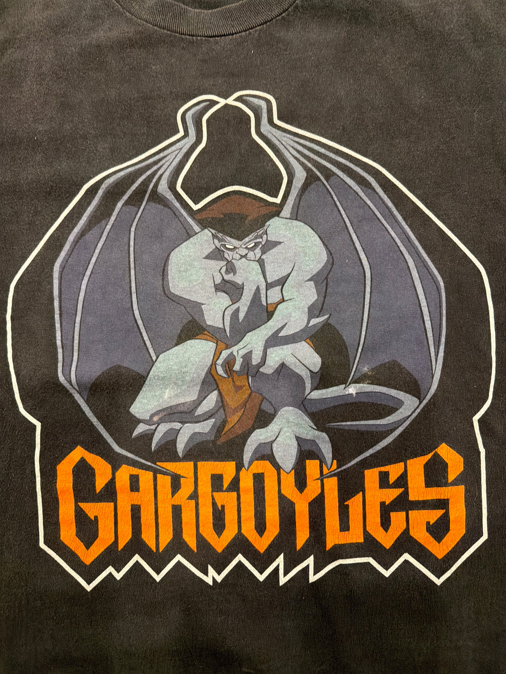 90s Gargoyles Animated Series Double Sided Large Black T-Shirt