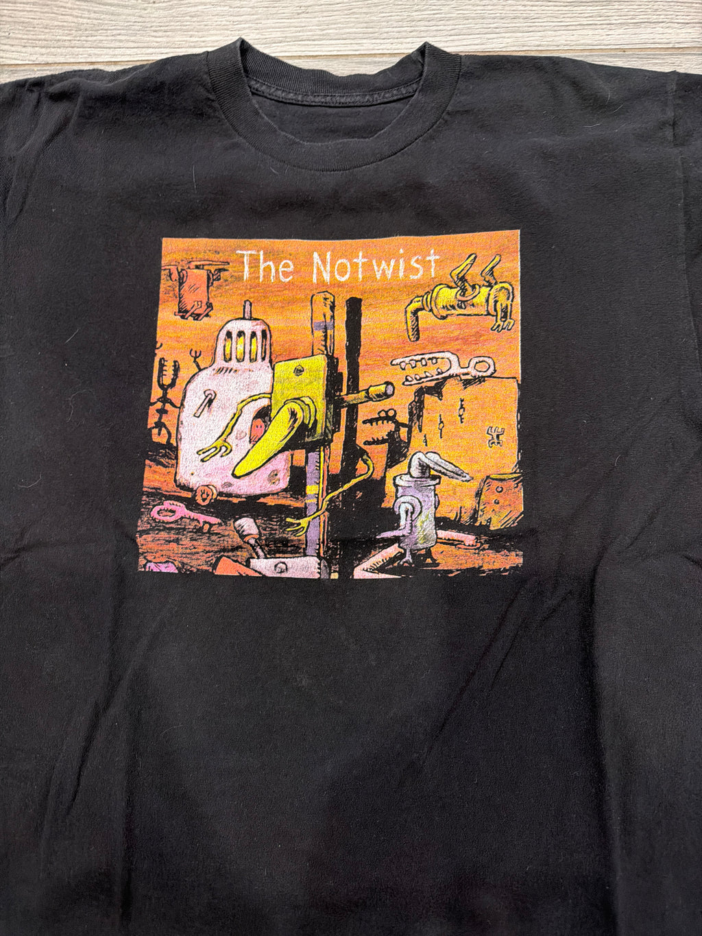 00s The Notwist Band Neon Golden Large Black T-Shirt Cut Tag