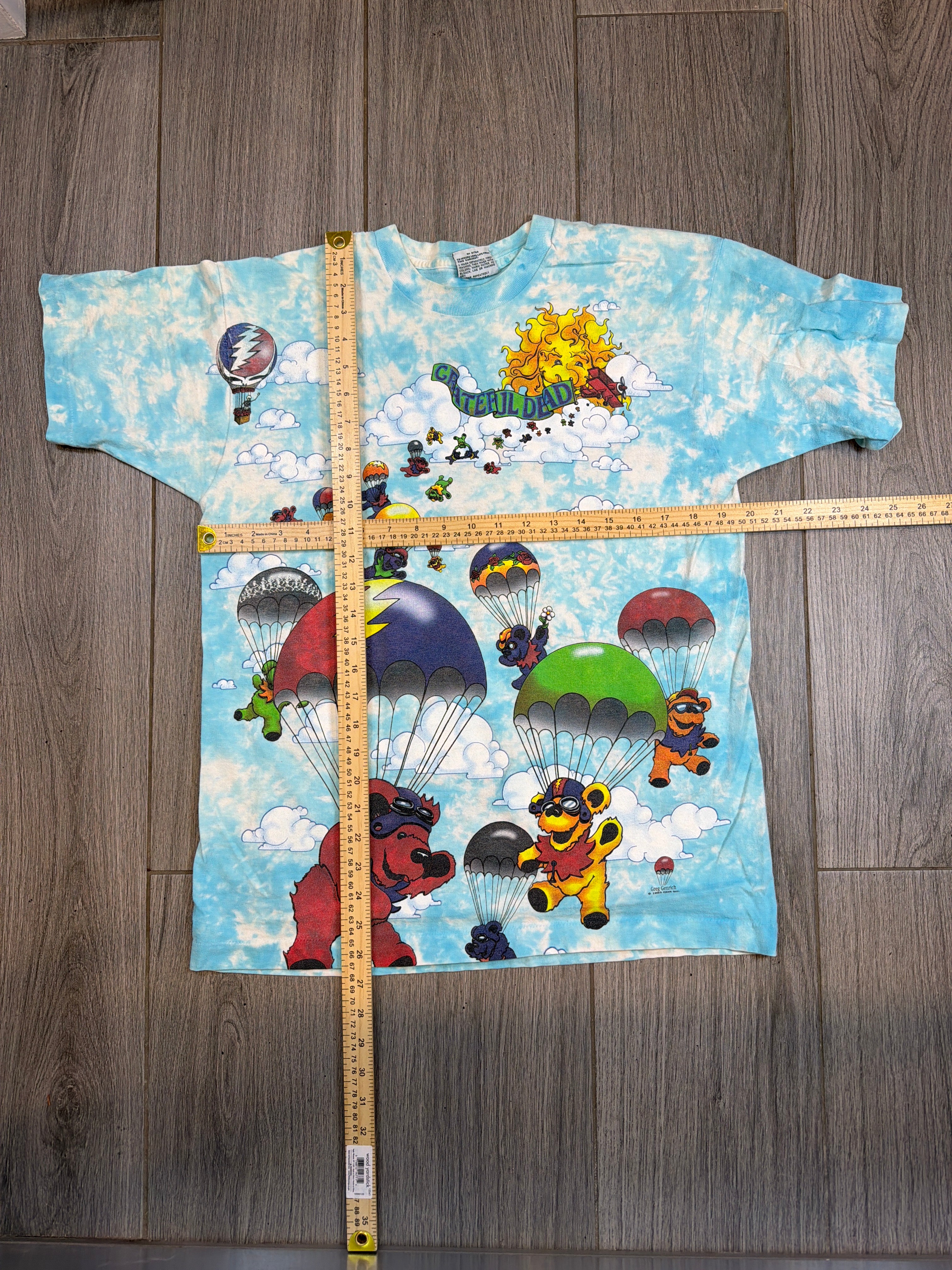 1993 Grateful Dead Parachute Tie Dye Liquid Blue T-Shirt Large