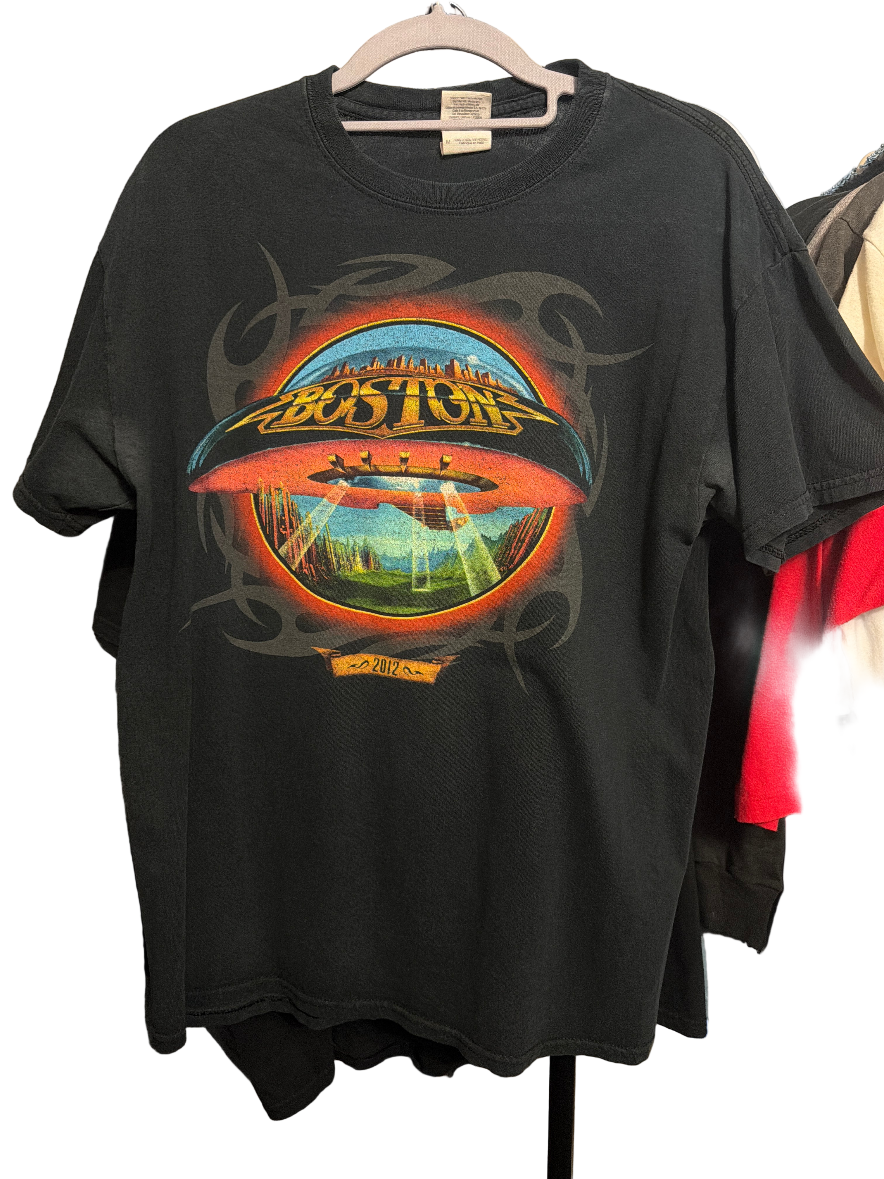 2012 Boston Tour Shirt Gildan Black T-Shirt Medium