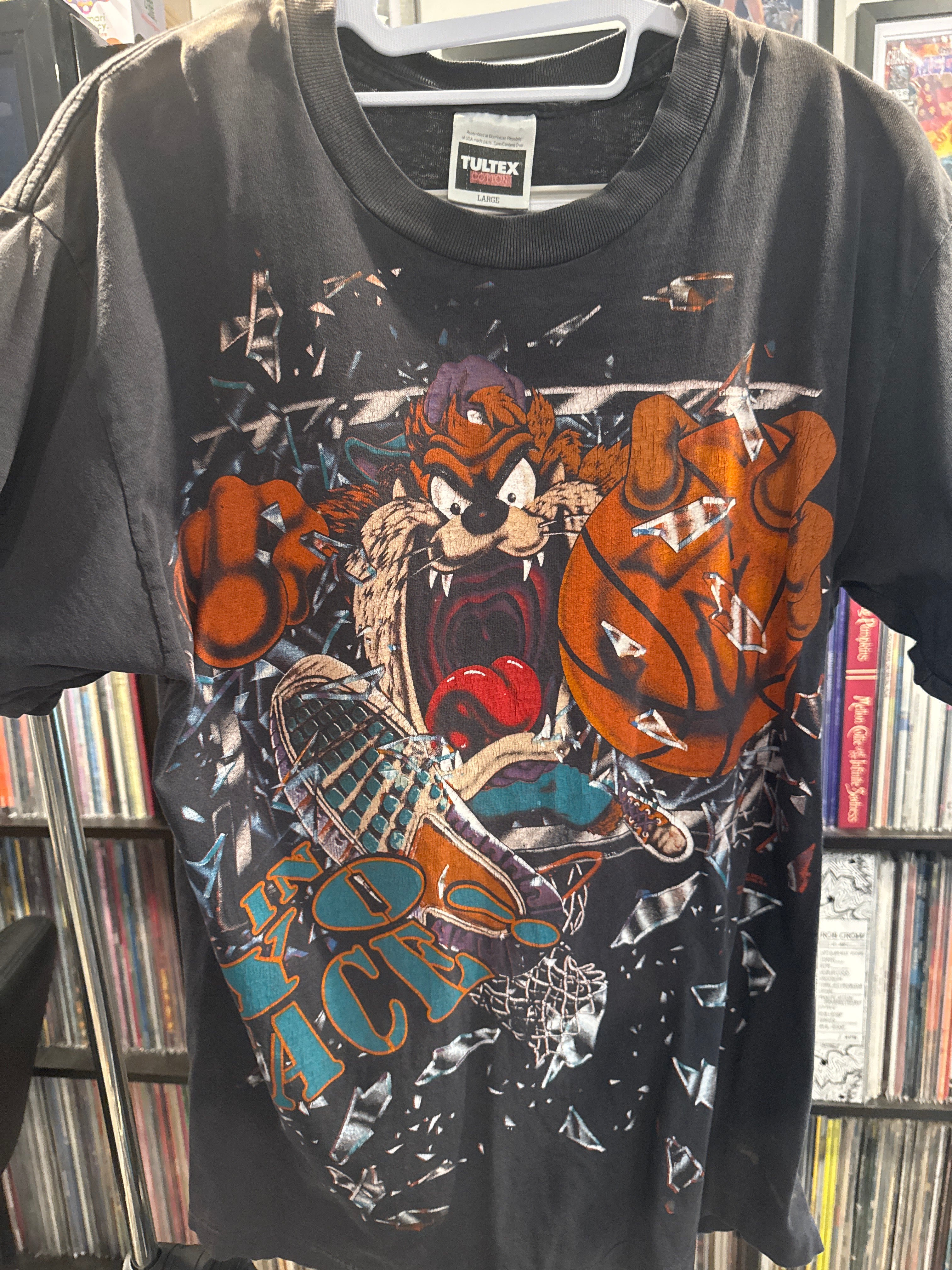 1993 Taz Glass Shatter Tultex Large Single Stitch Faded