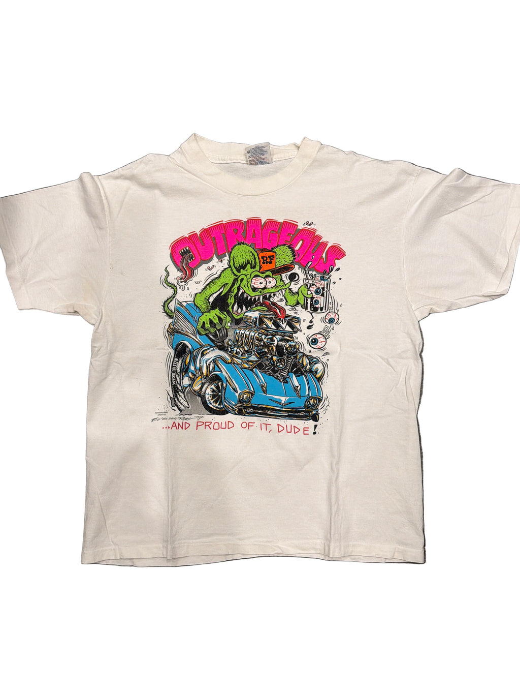 90s Rat Fink Outrageous Proud of it Dude White Hanes T-Shirt Large