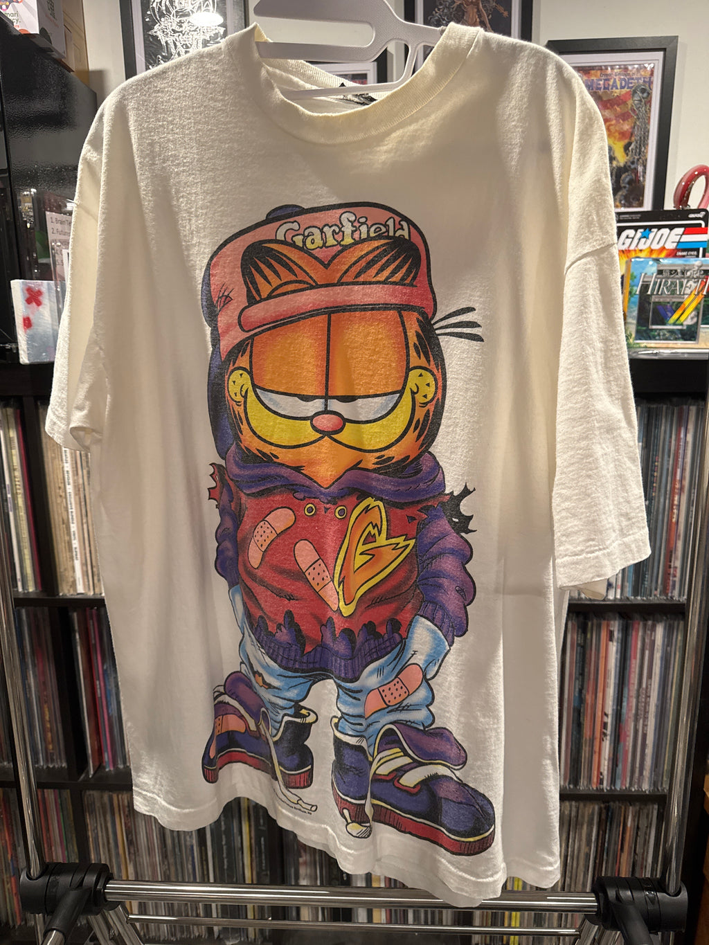 90s Garfield Dripped Out Single Stitch XL White