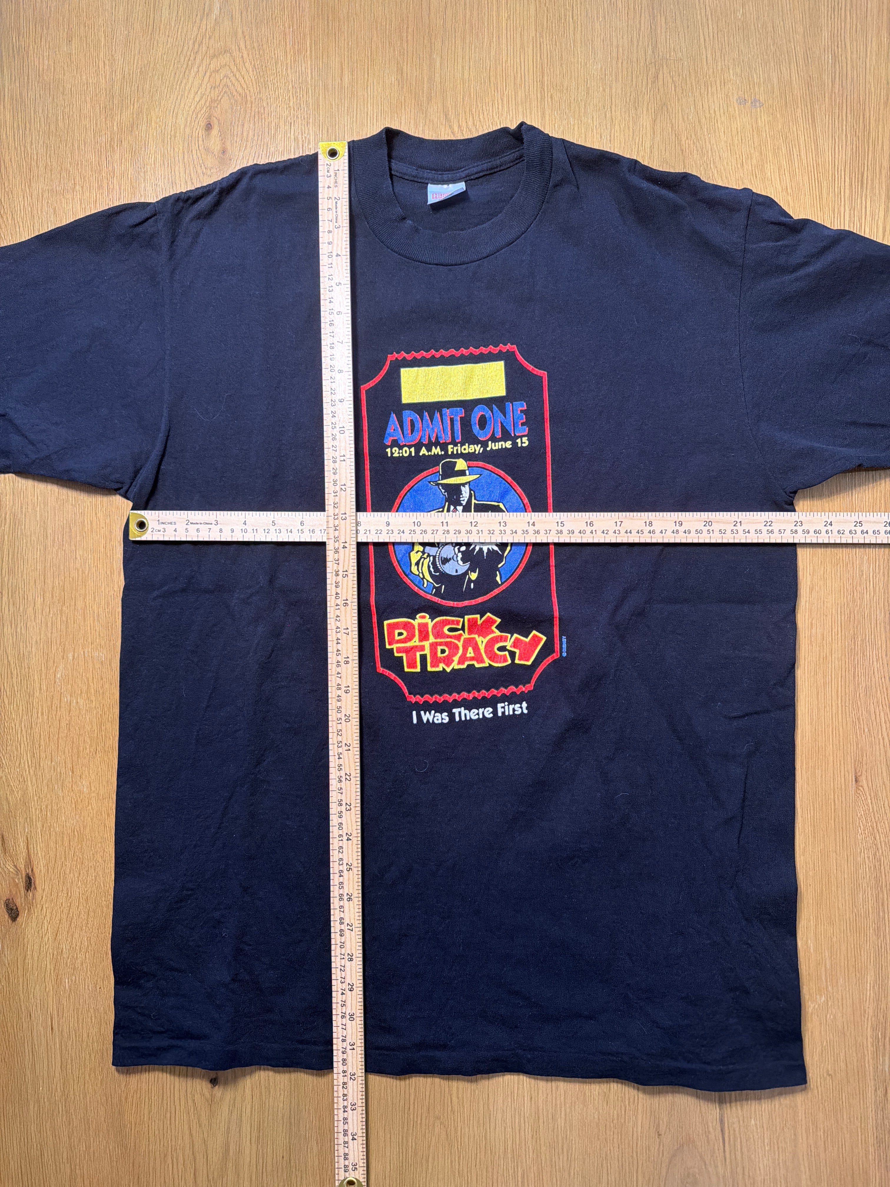Dick Tracy 'Admit One" Vintage Disney Movie Black T-Shirt XL