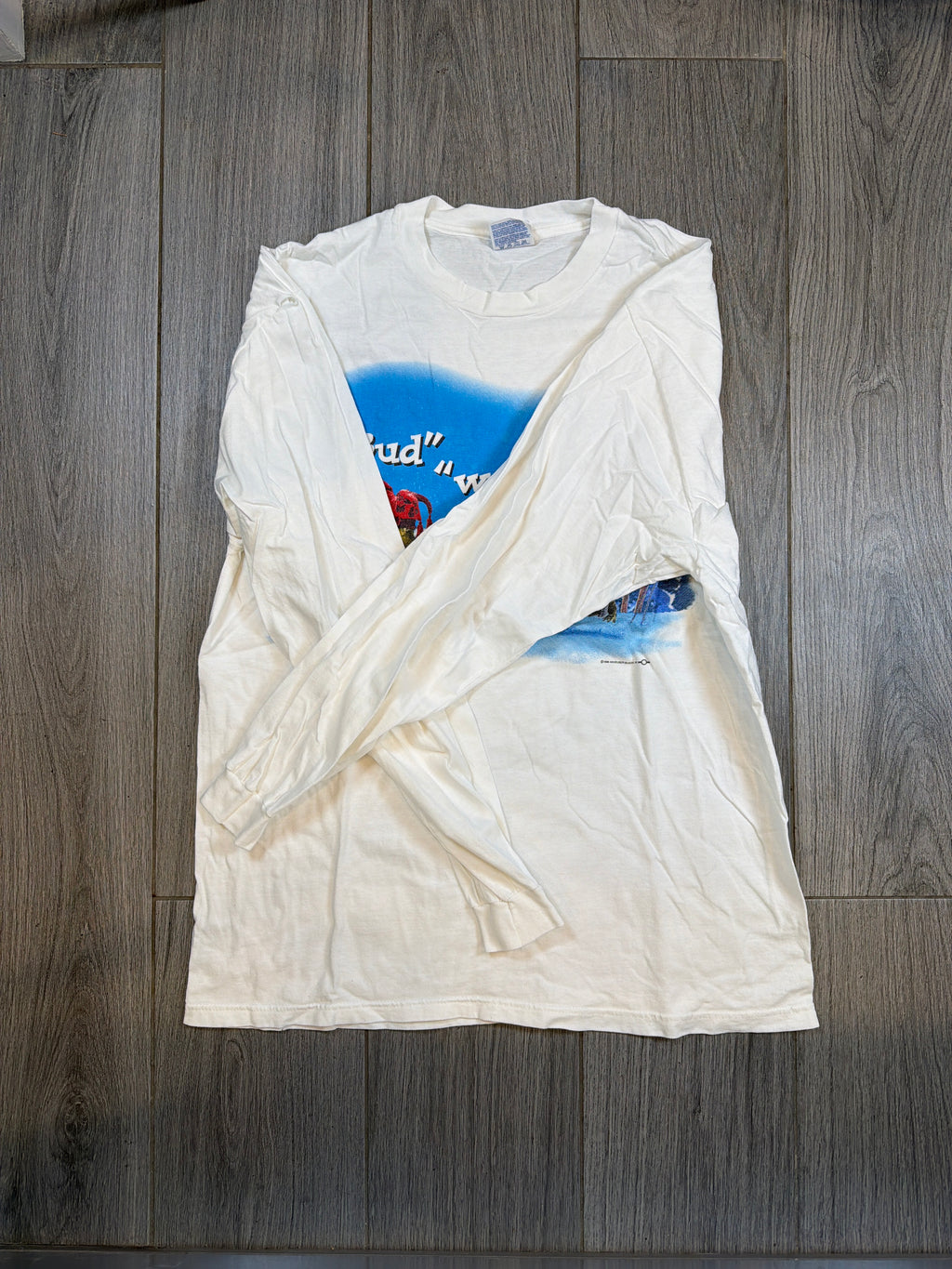 90er Budweiser Frösche Ski Langarm-T-Shirt Weiß XL