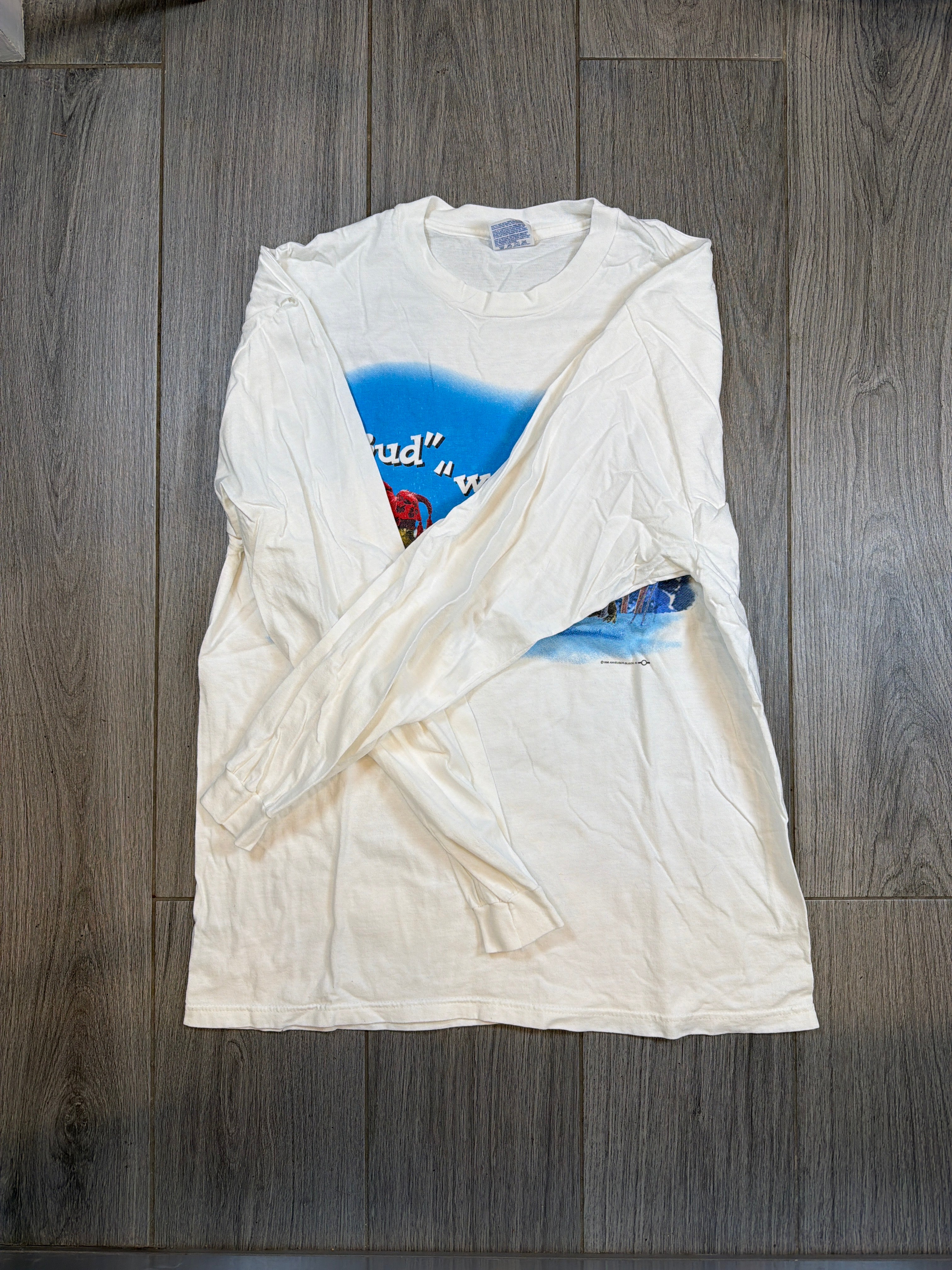 90s Budweiser Frogs Ski Long Sleeve White T-Shirt XL