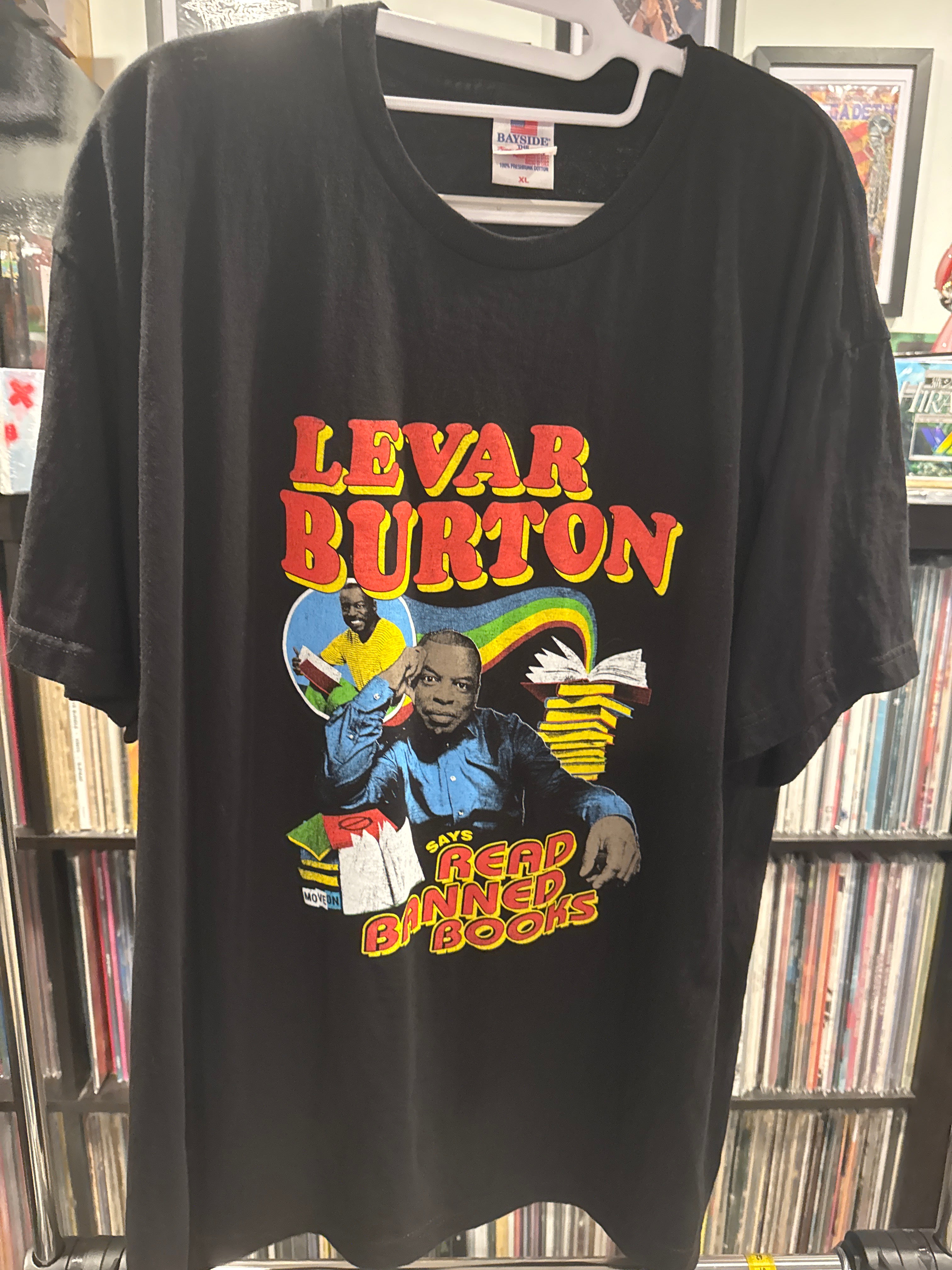 Levar Burton 'Read Banned Books' Reading Rainbow T-Shirt Black XL