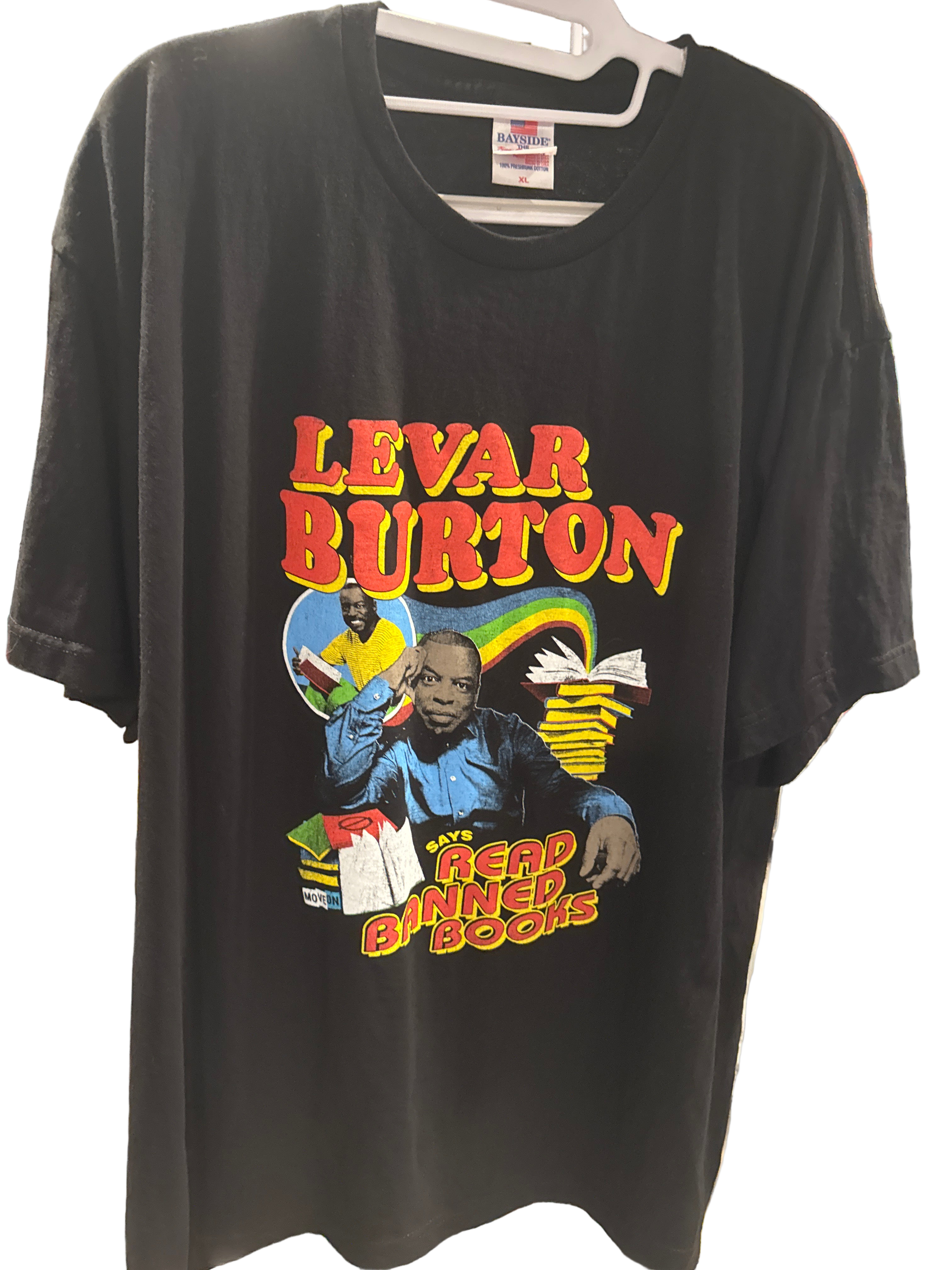 Levar Burton 'Read Banned Books' Reading Rainbow T-Shirt Black XL
