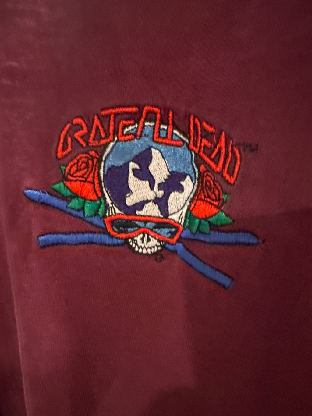 90s Grateful Dead Worn In Embroidered Ski Mountain Maroon XL