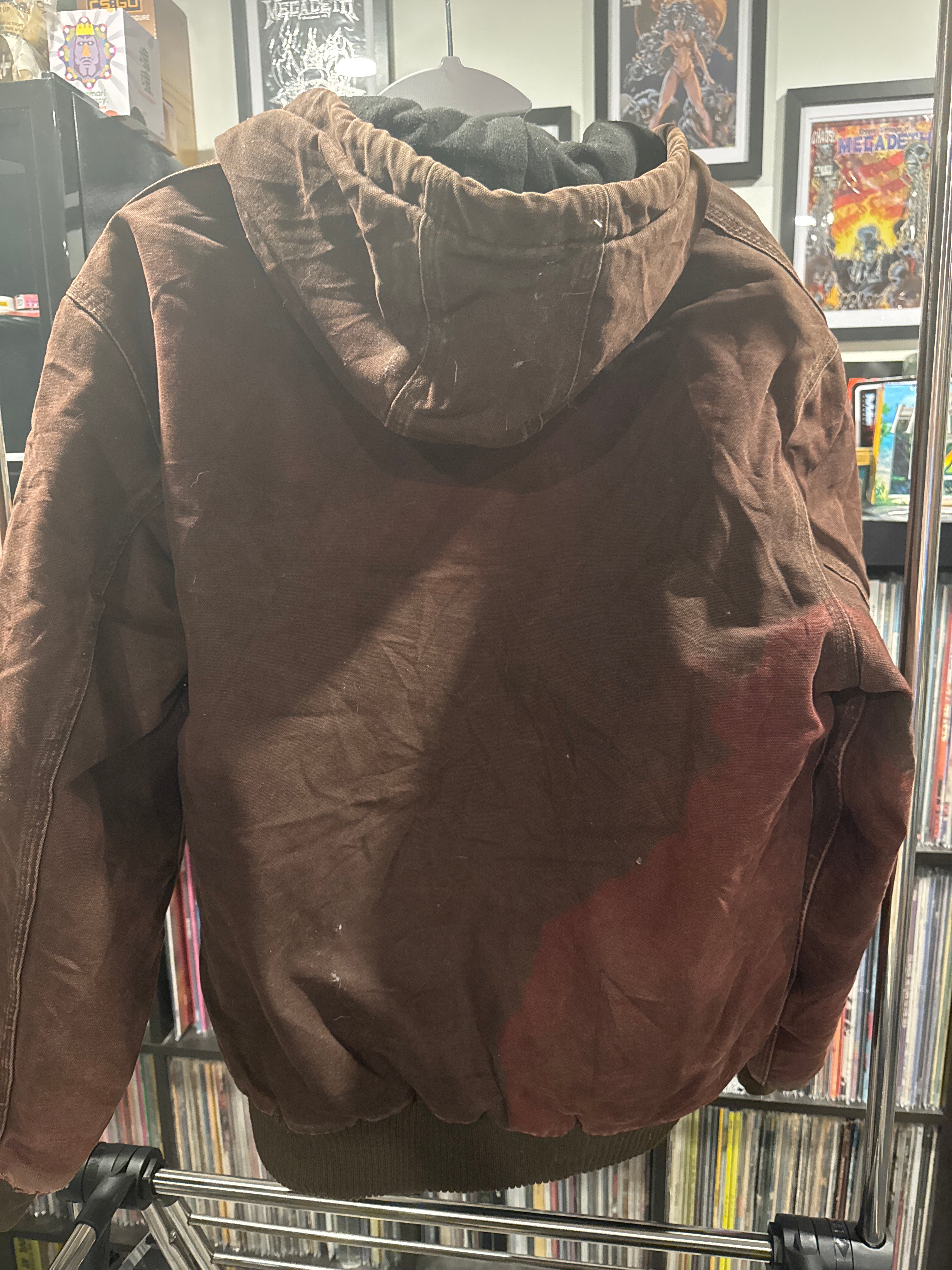 Vintage Carhartt Fleece Lined Hoodie Worn Broken In Distressed Medium