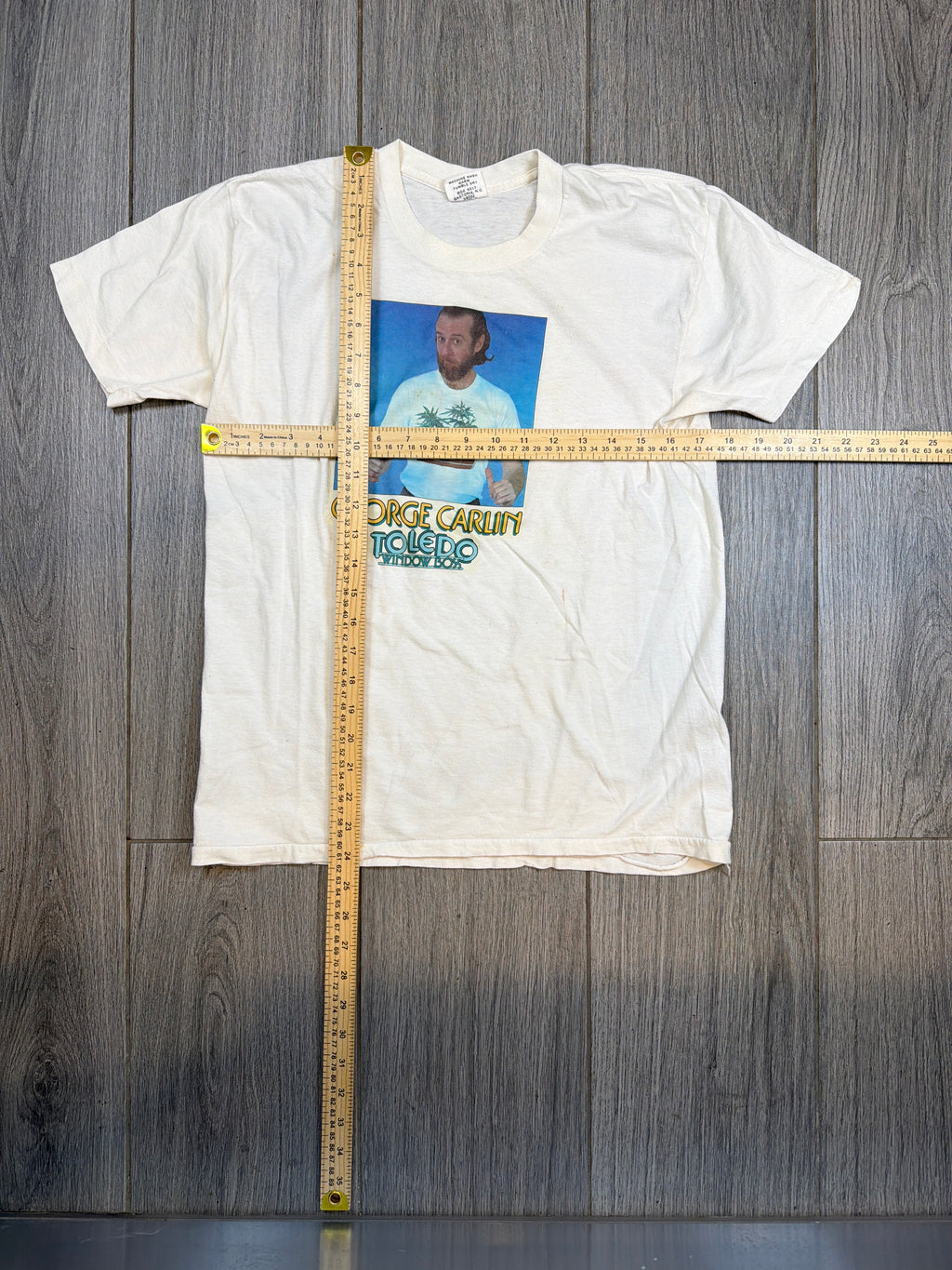 George Carlin 1974 Toledo Window Box Marijuana Drug White T-Shirt Medium