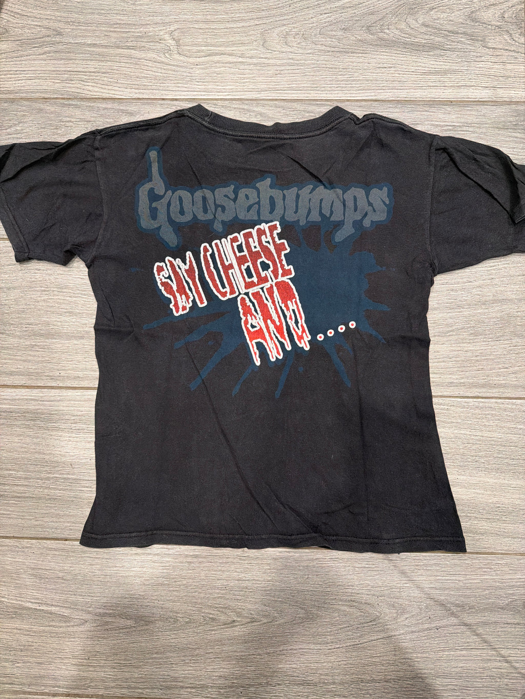 90s Goosebumps Say Cheese and Die Double Sided Black T-Shirt