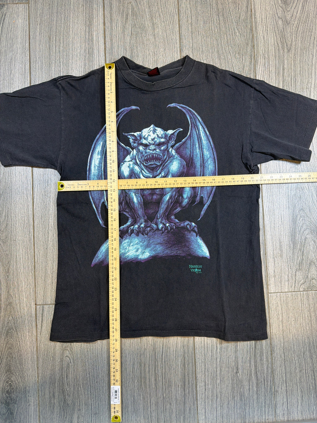 90s Fashion Victim Gargoyle Black Blue T-Shirt Large