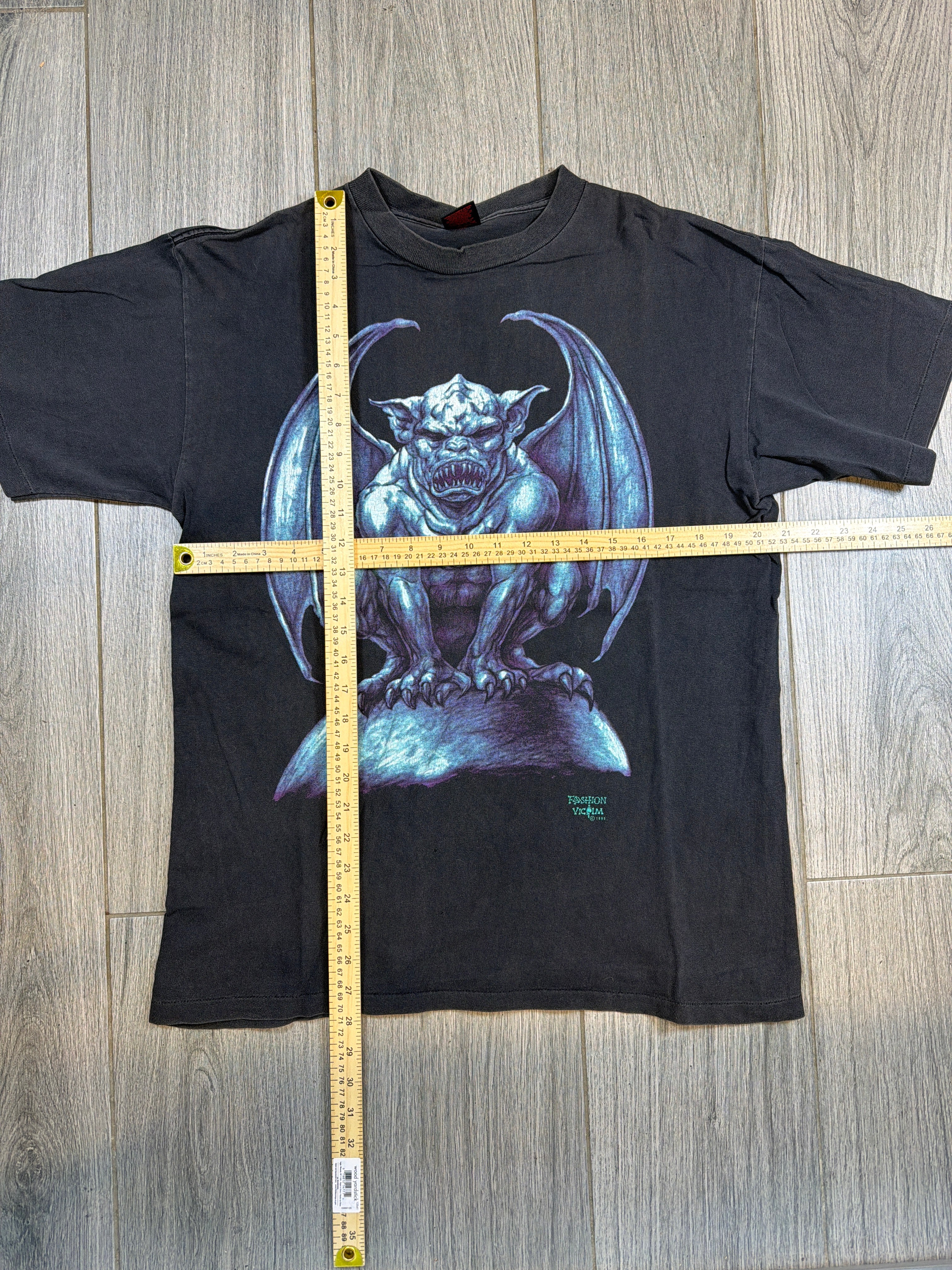90s Fashion Victim Gargoyle Black Blue T-Shirt Large