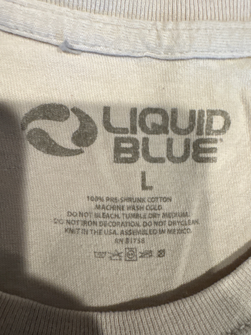 00s Grateful Dead Skeleton Liquid Blue Print Tag White T-Shirt Large
