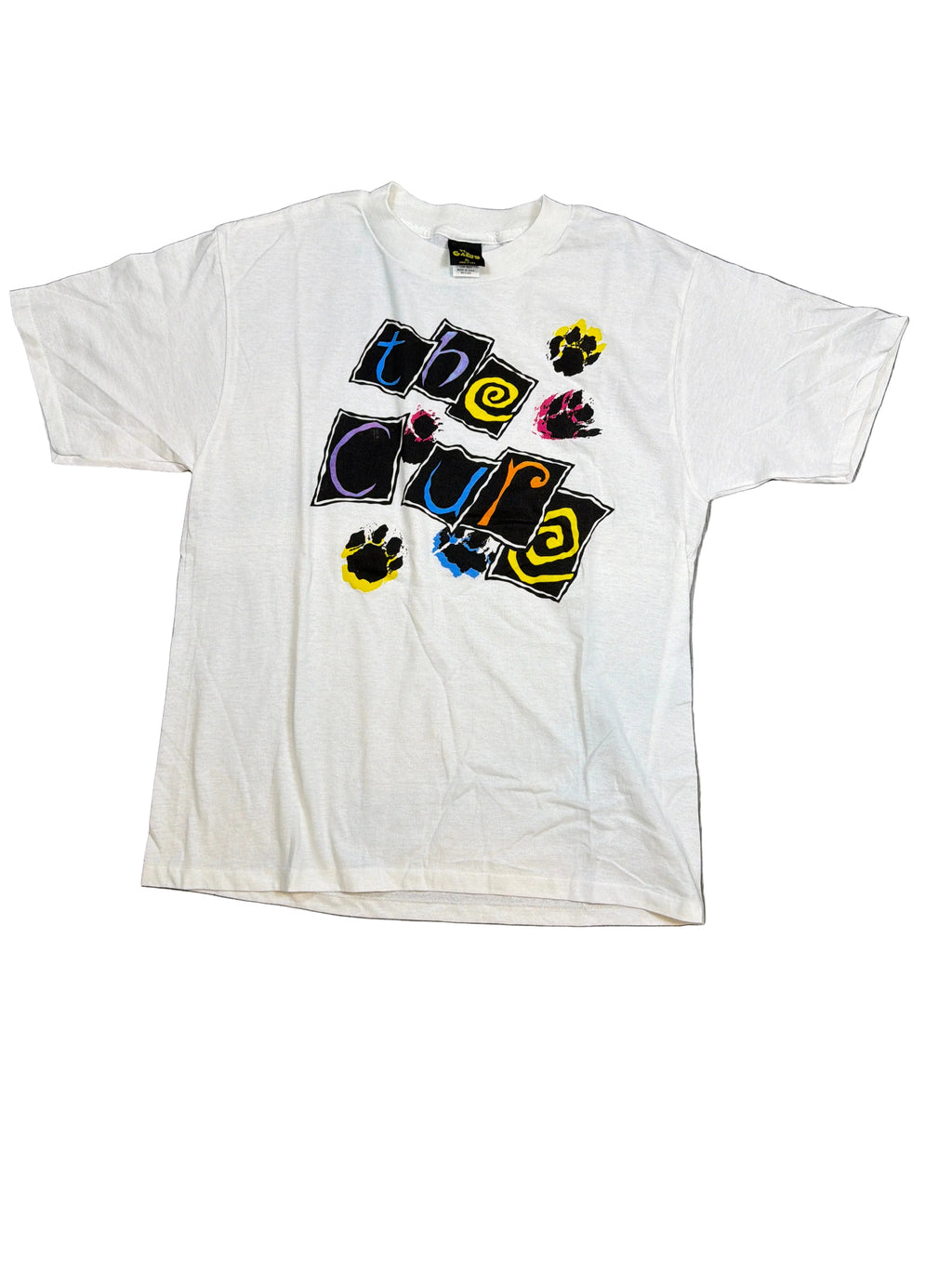 1987 The Cure Paw Prints Band White T-Shirt Large