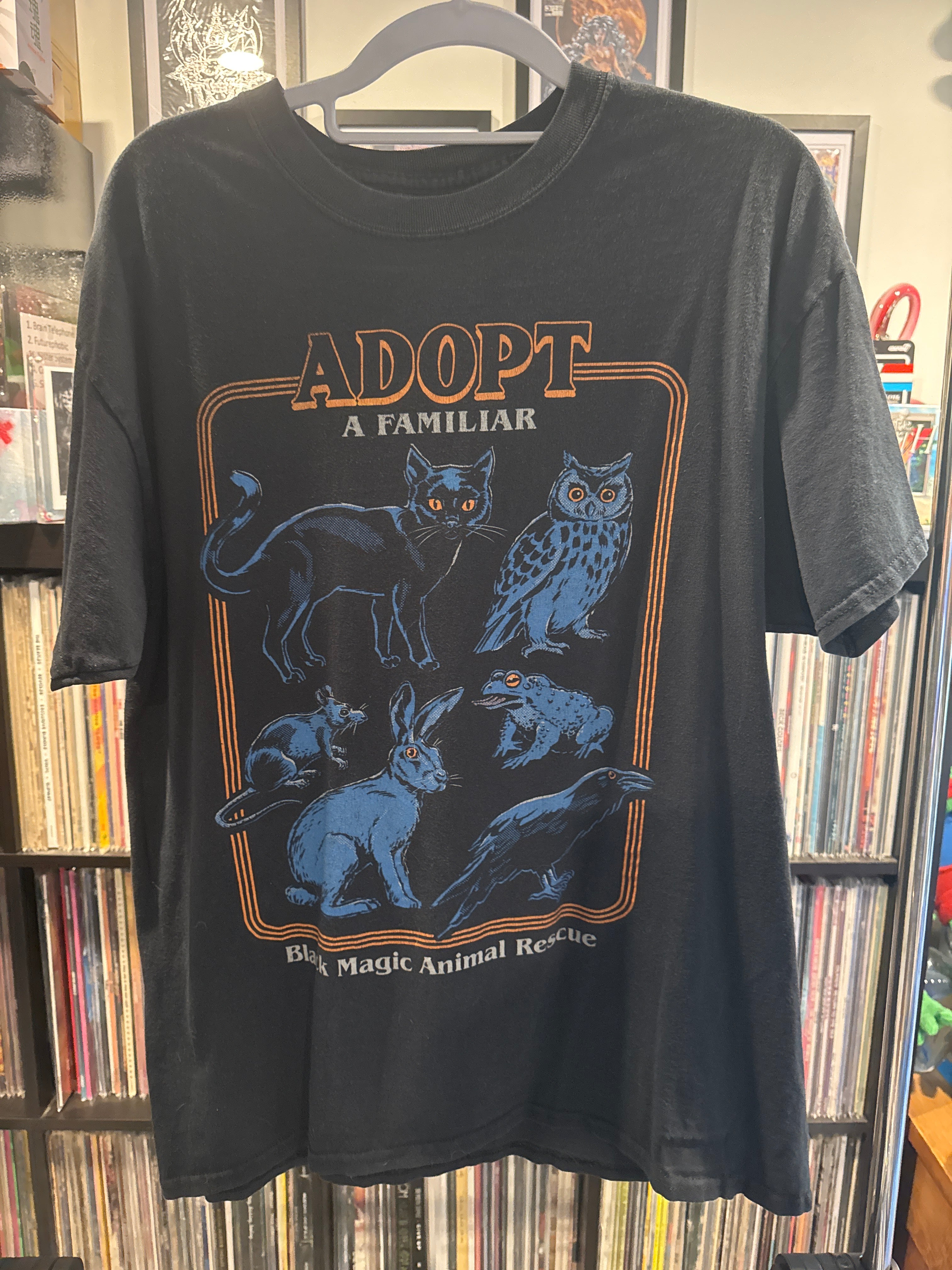 90s Black Magic Animal Rescue Adopt a Familiar XL Black Shirt